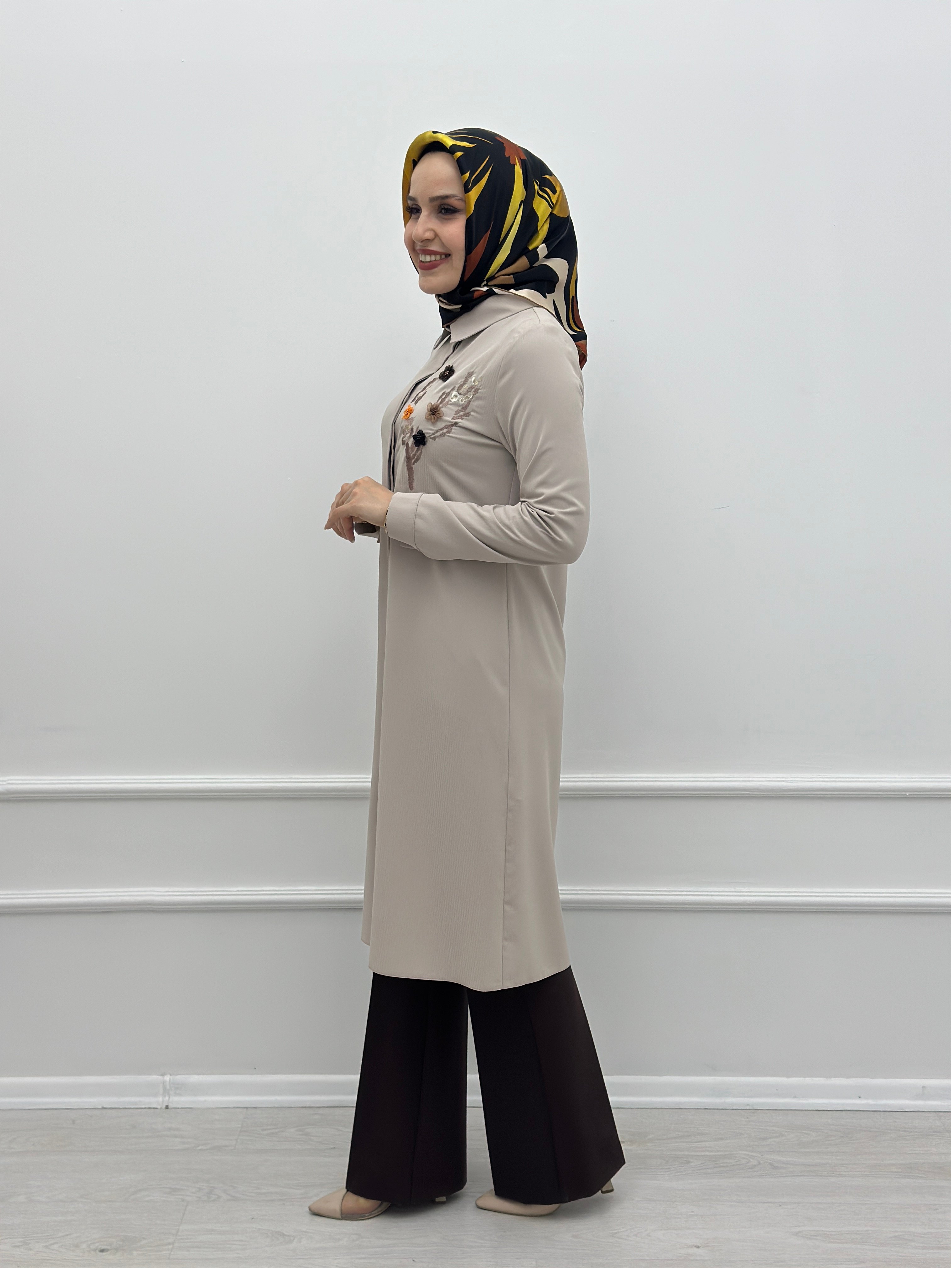 Çizgili Nakışlı Tunik 2967
