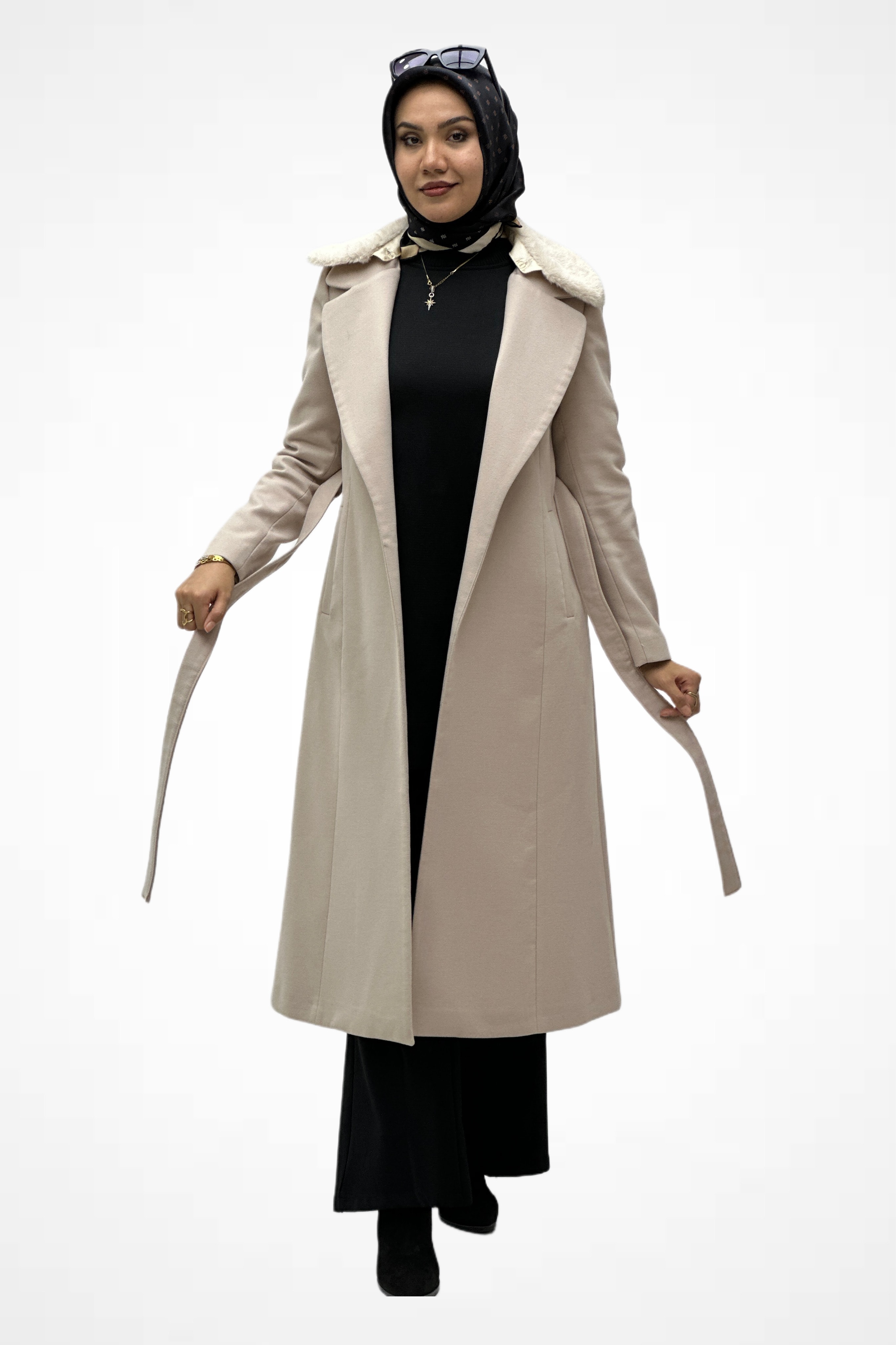 Kürk Yaka Kaşe Kaban 9220
