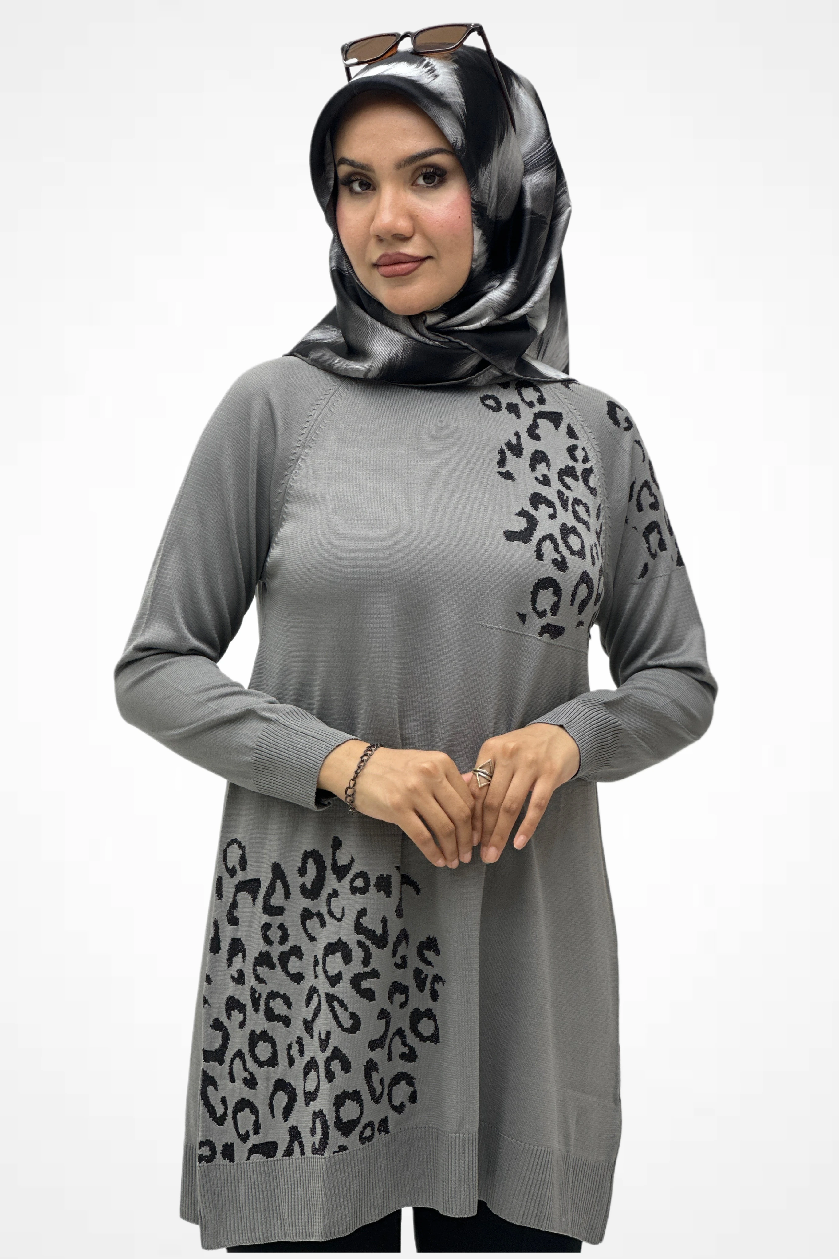Leopar Desenli Triko Tunik  35301