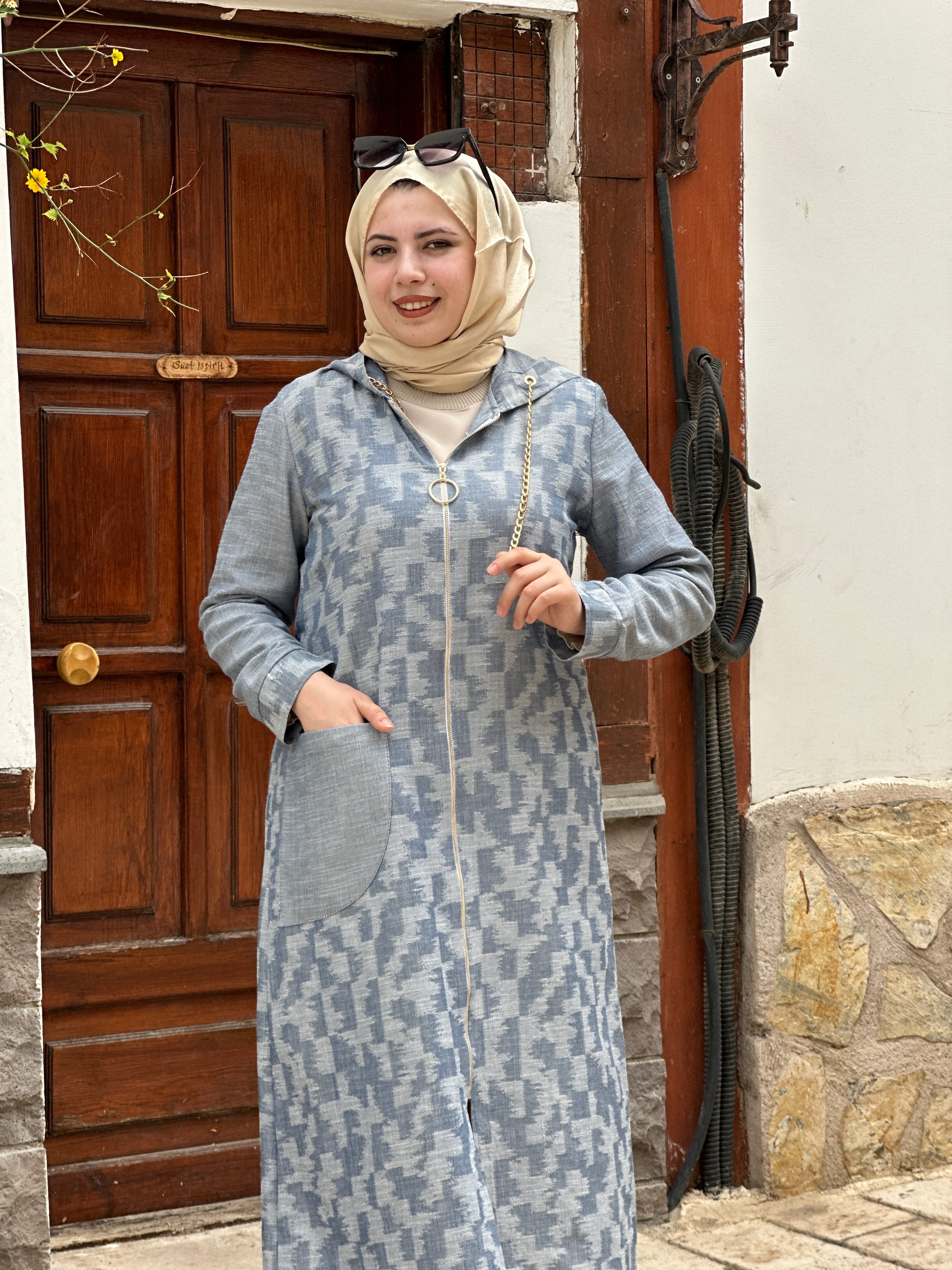 Kapşonlu Keten Giyçık A1540