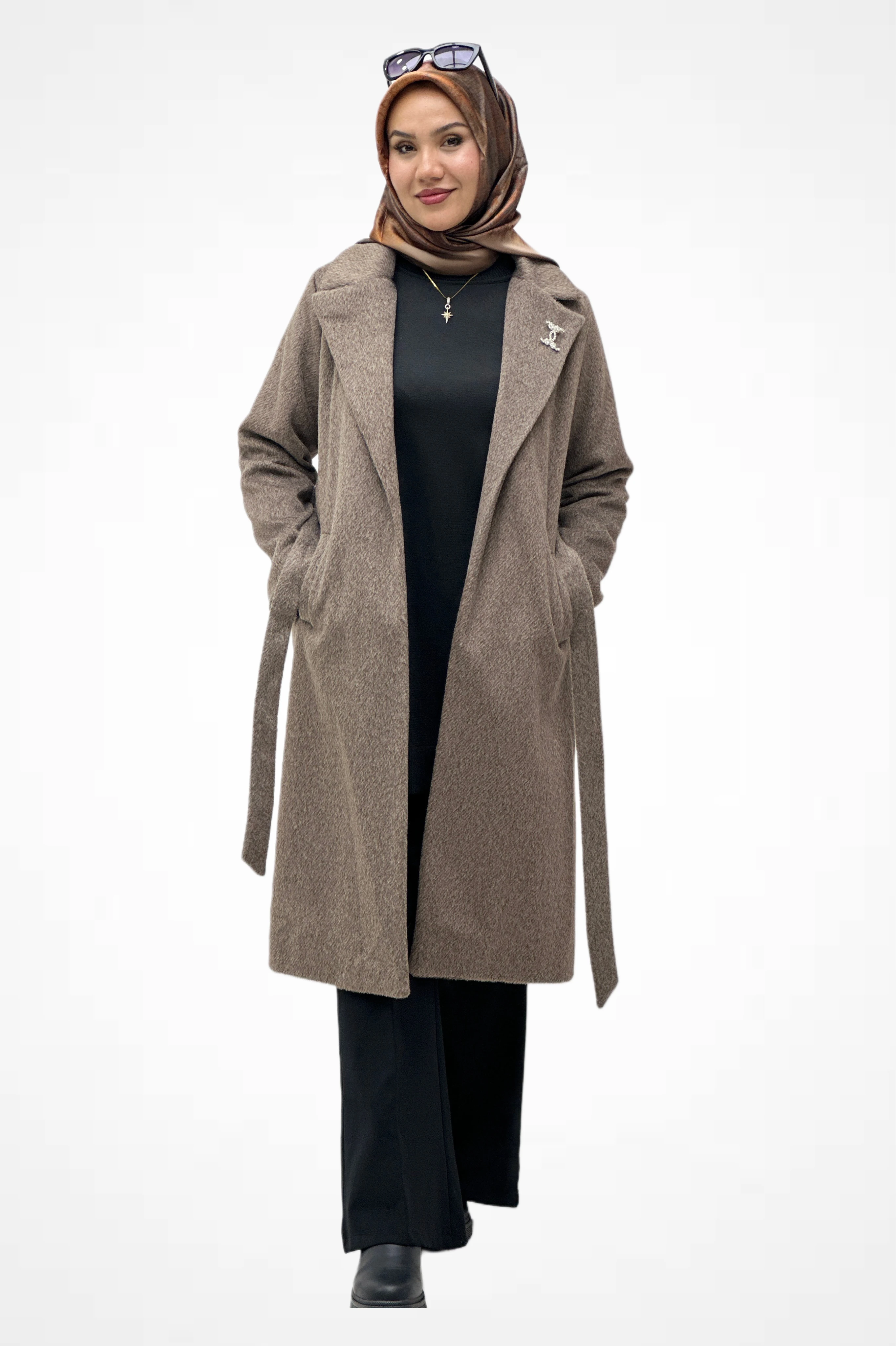 Broşlu Kaşmir Kaban 140193