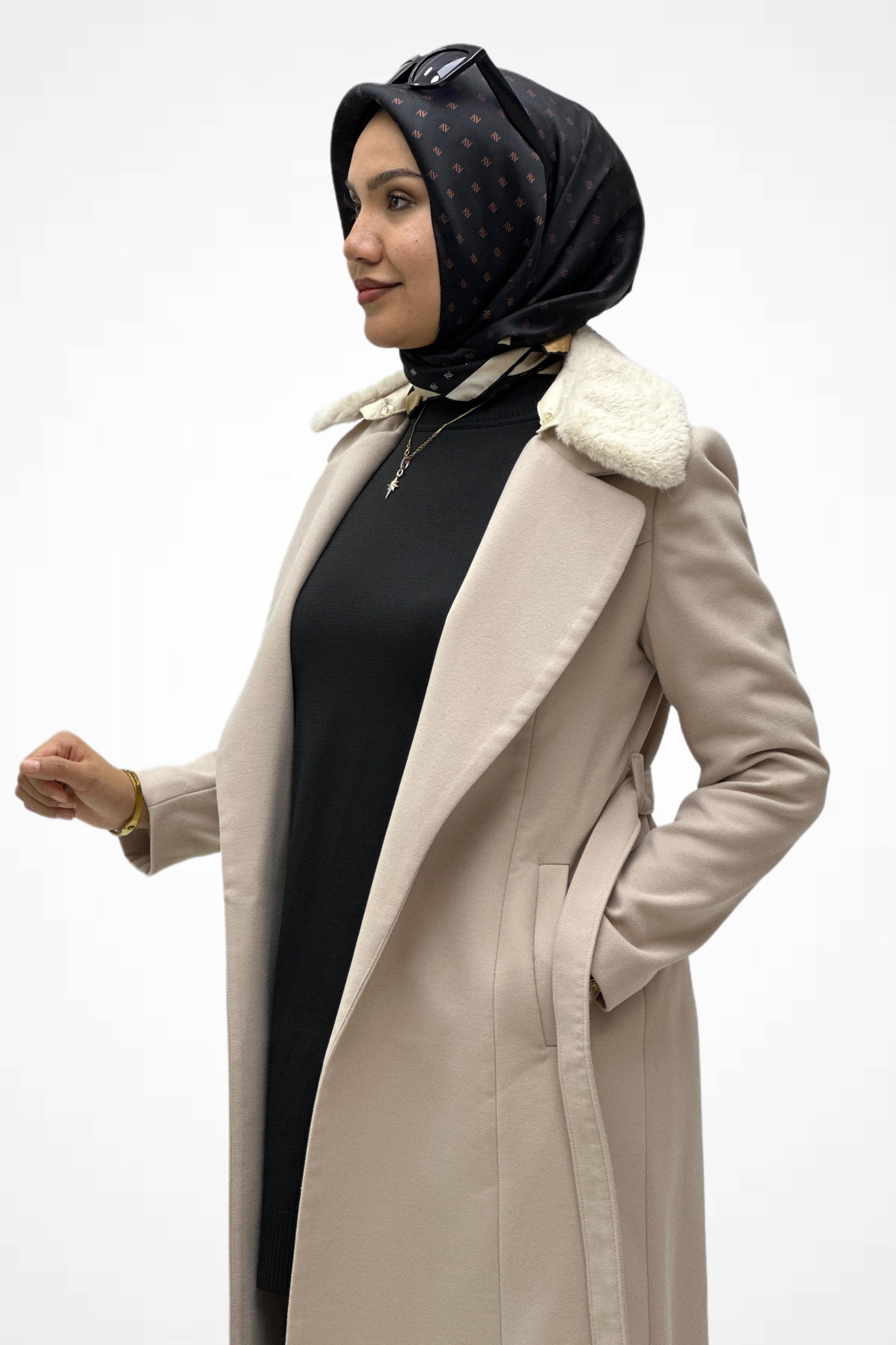 Kürk Yaka Kaşe Kaban 9220