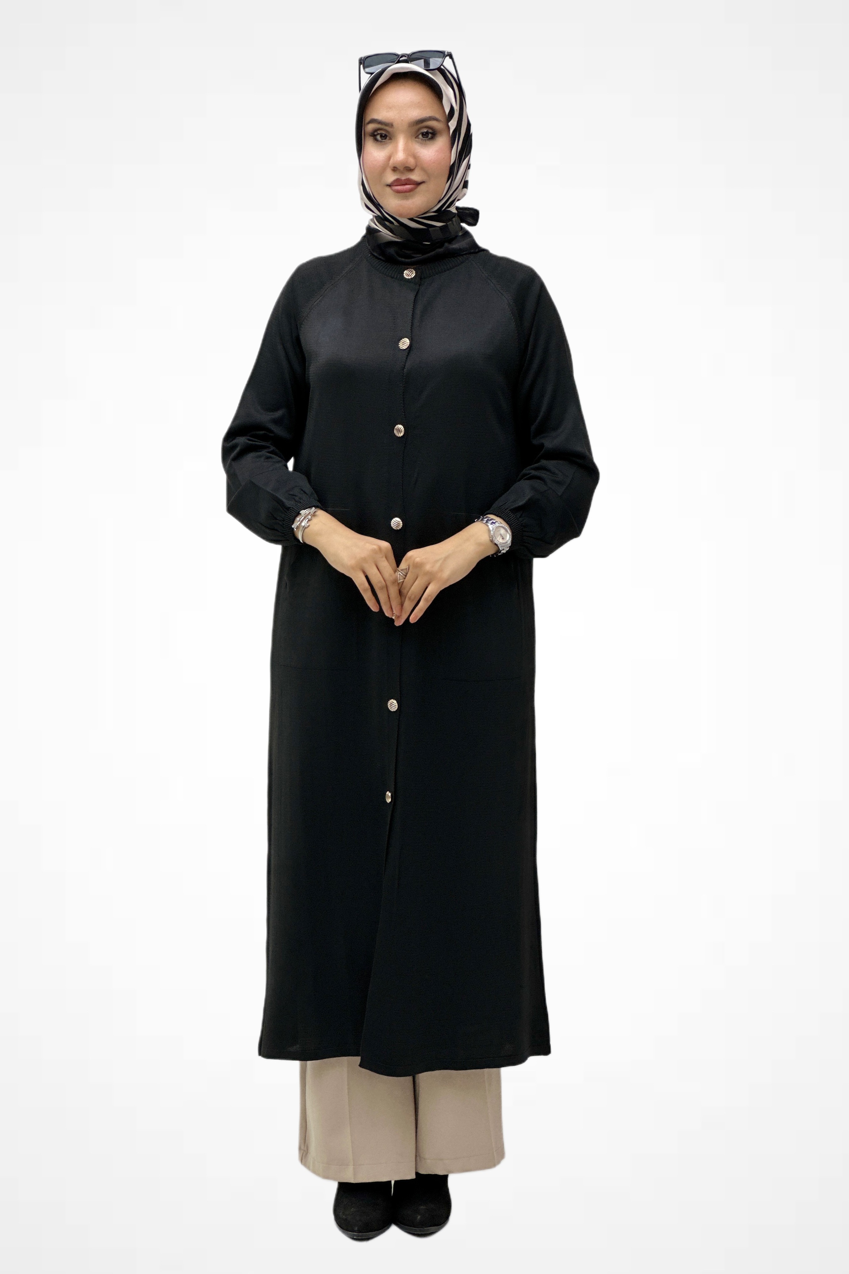 Metal Düğmeli Cepli Hırka 35189