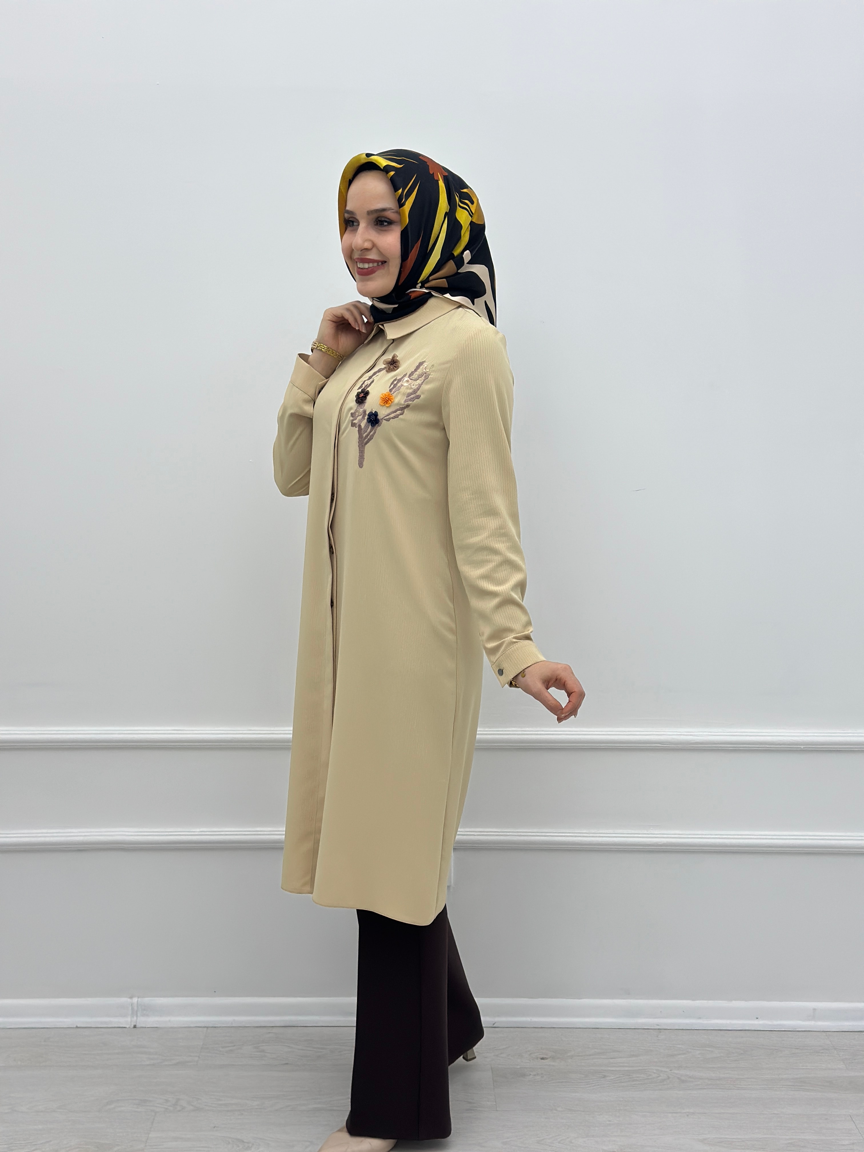 Çizgili Nakışlı Tunik 2967