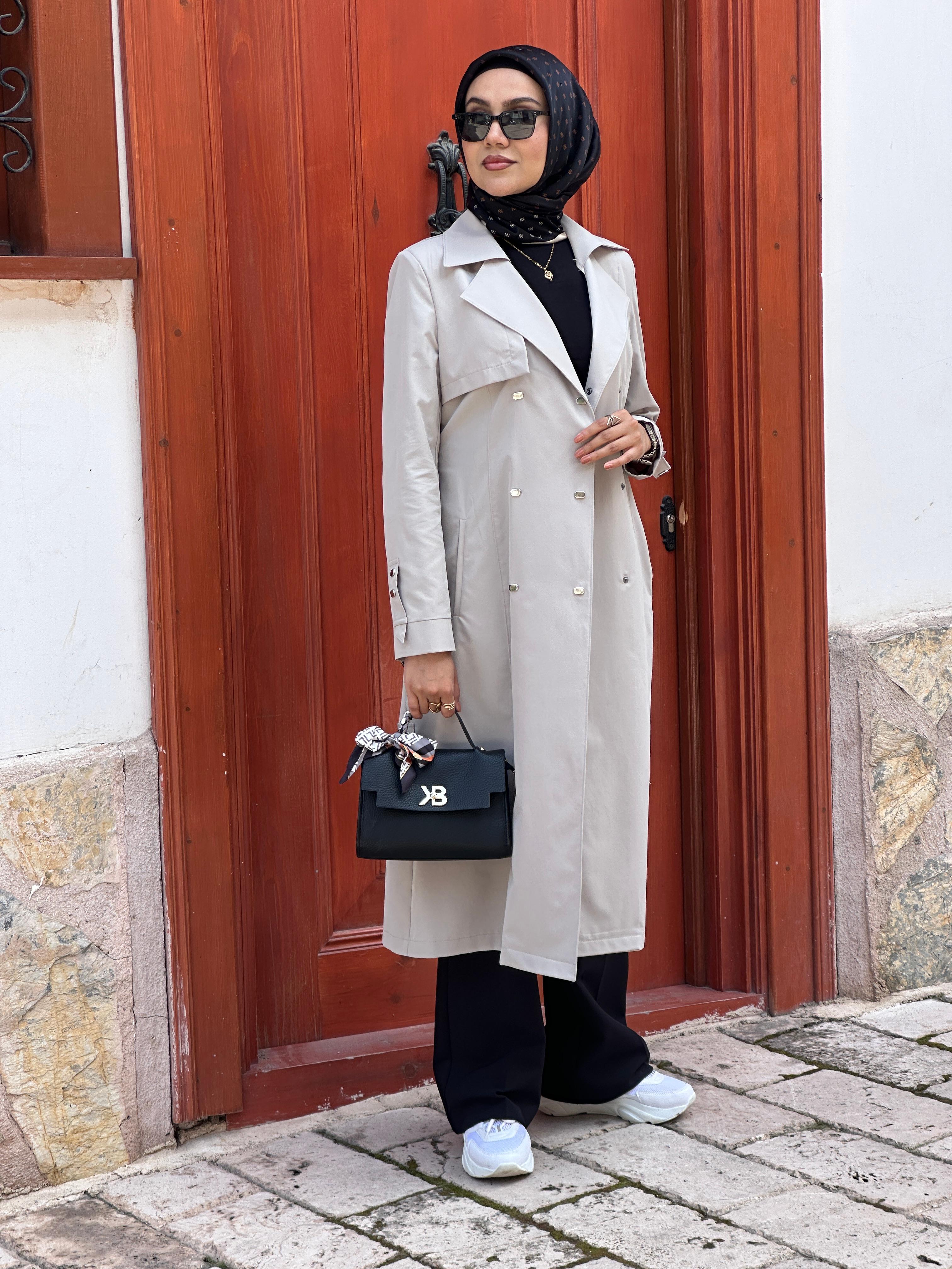 Yanları Çıtlı Trenç tk359