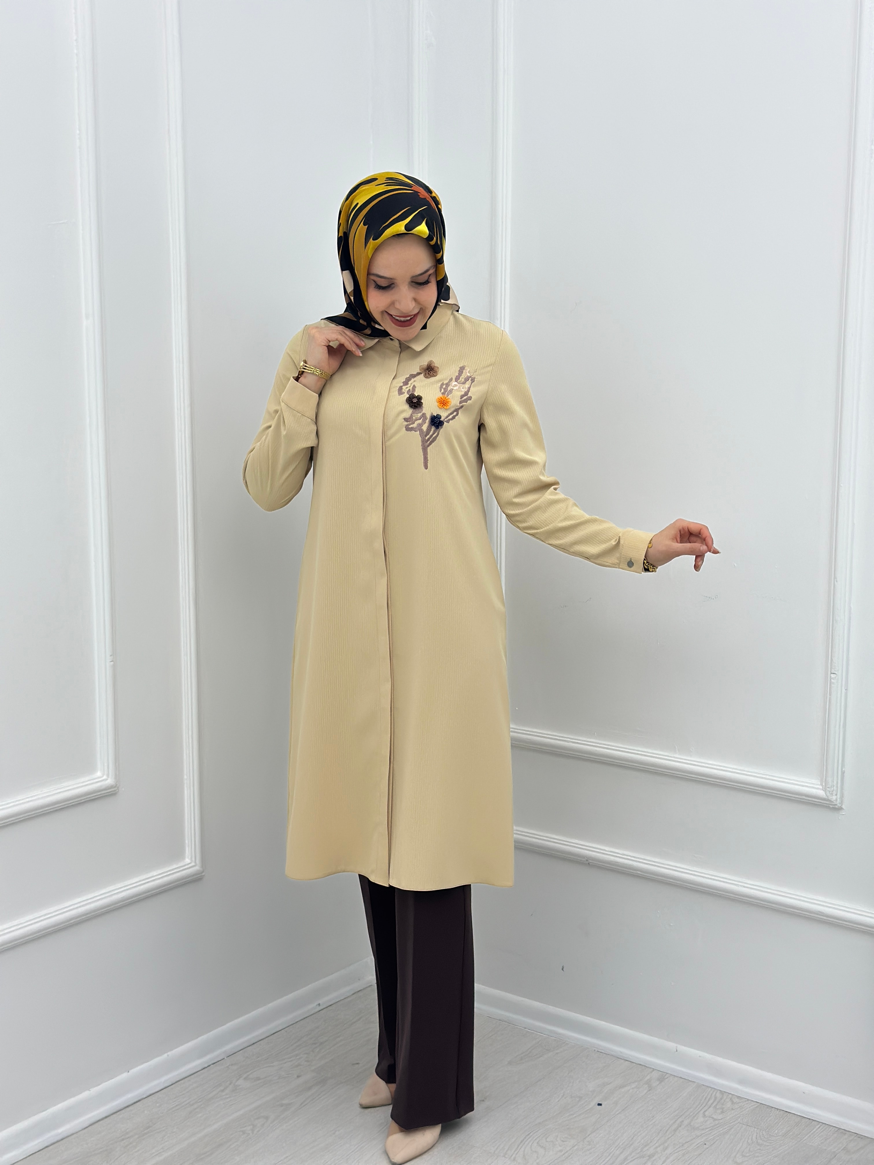 Çizgili Nakışlı Tunik 2967