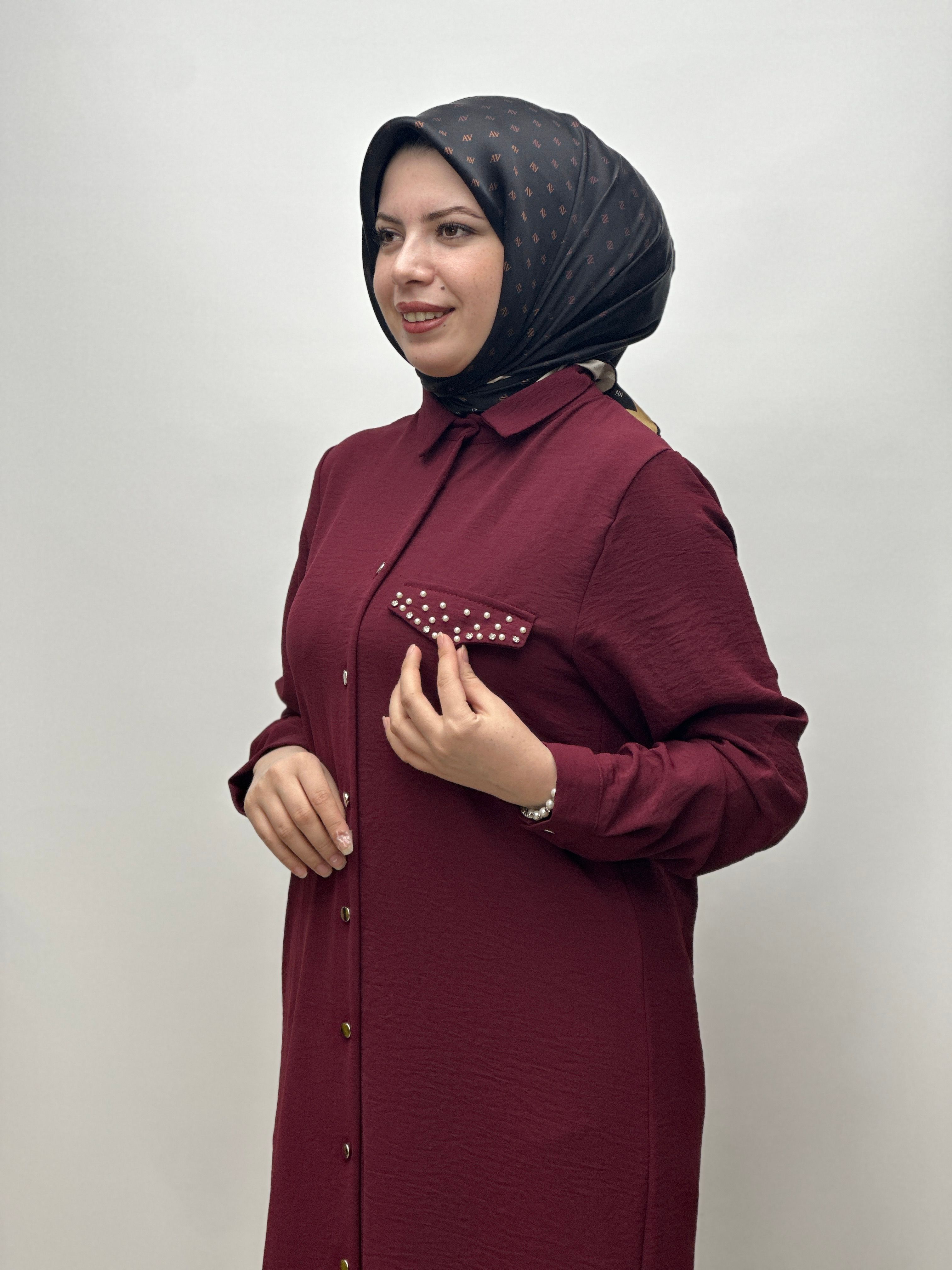 Tek Cep İnci Yakalı Tunik 25y-104