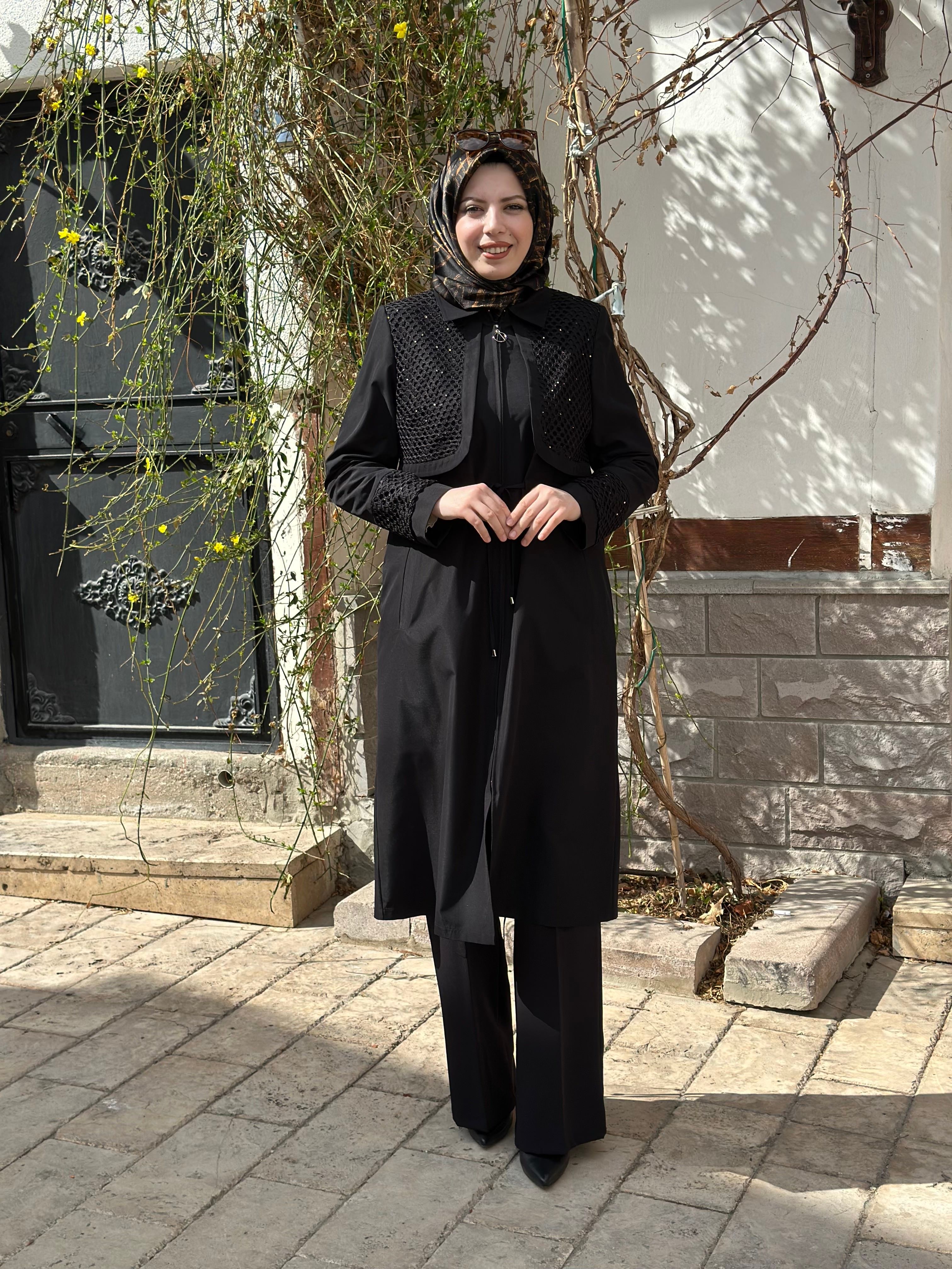 File Detaylı Trenç TK373