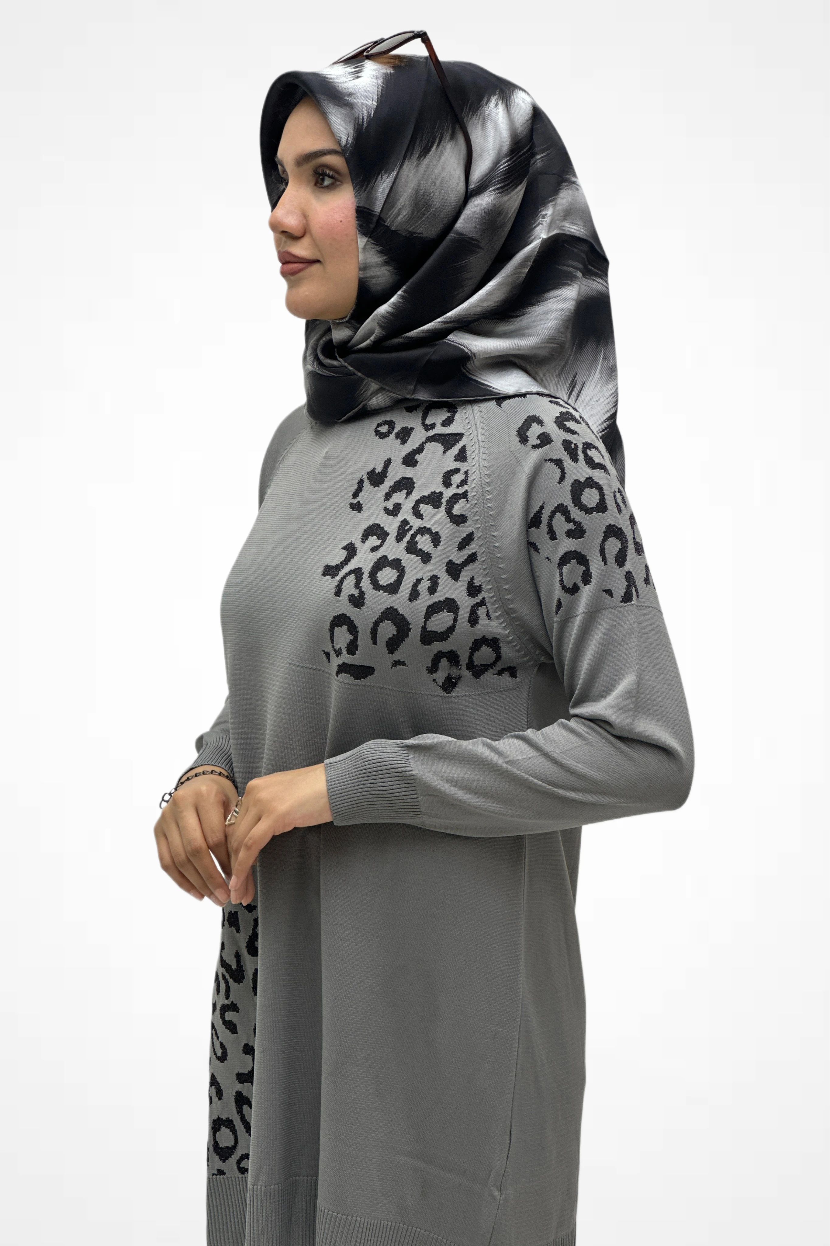 Leopar Desenli Triko Tunik  35301