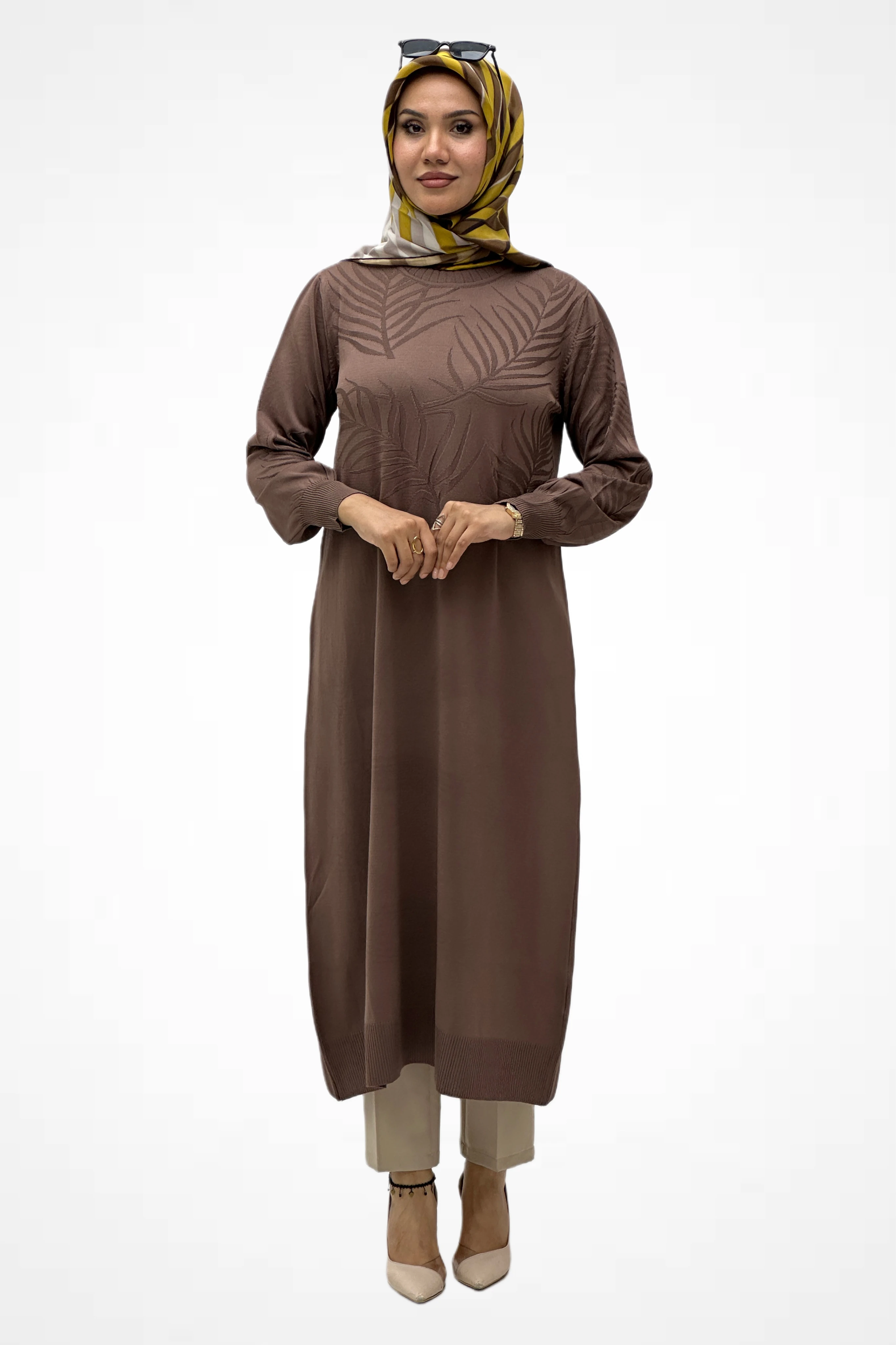 Desenli Uzun Merserize Tunik 35258