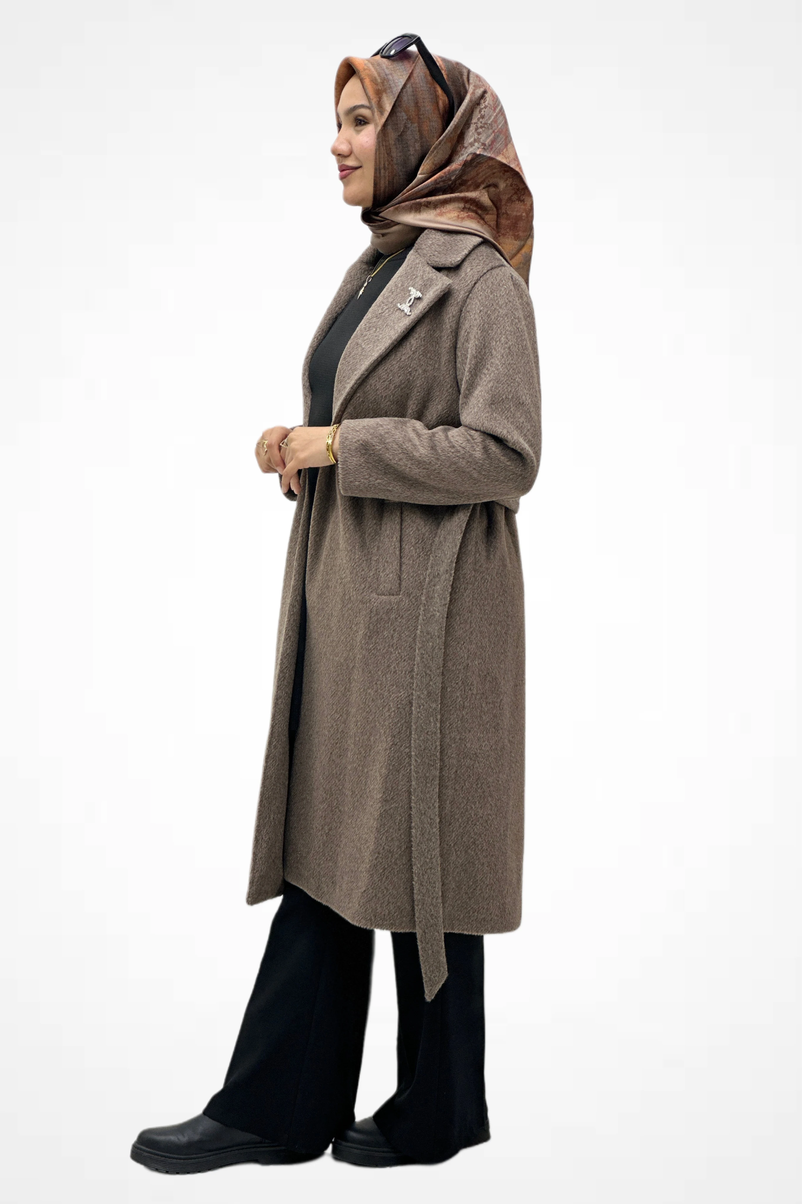 Broşlu Kaşmir Kaban 140193