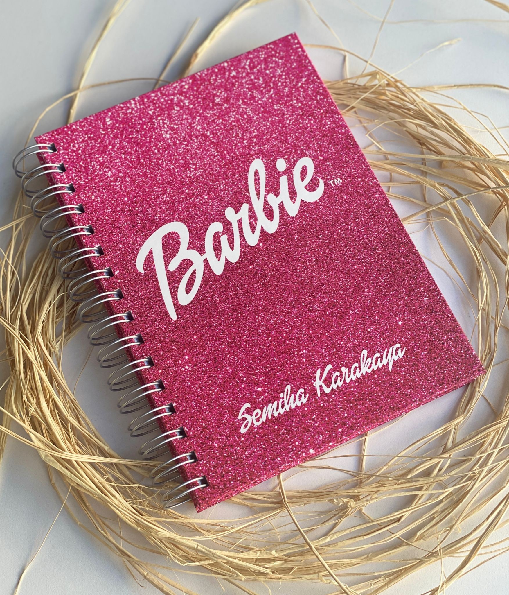 İsme Özel Barbie Defter - Simli Kapak A5 Defter