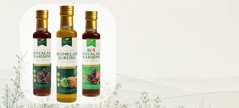 Beyyurdu kozalak karışımı, bromelain şurubu ve çocuk kozalak şurubu