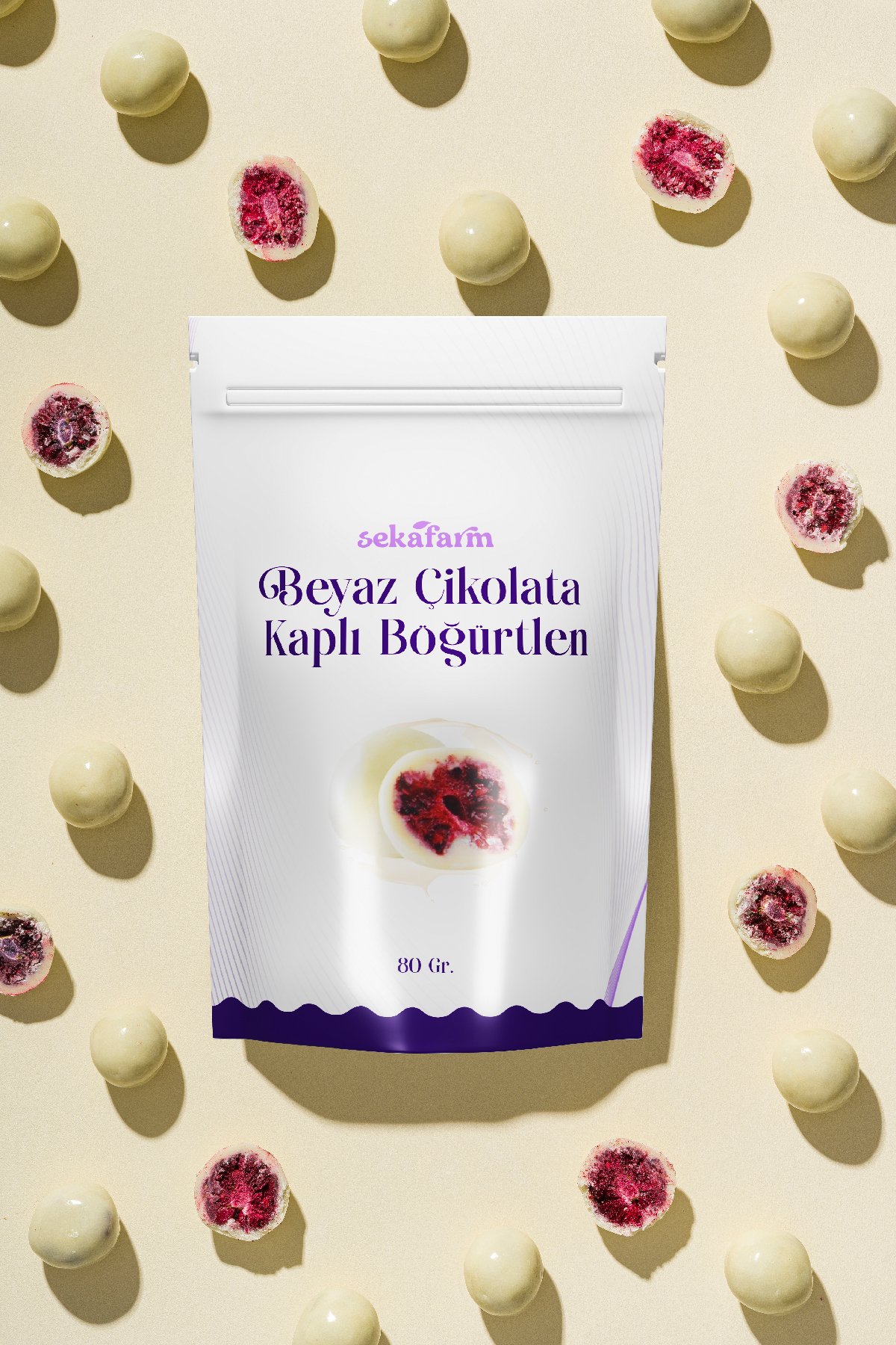 Beyaz Çikolata Kaplı Böğürtlen 80 Gr