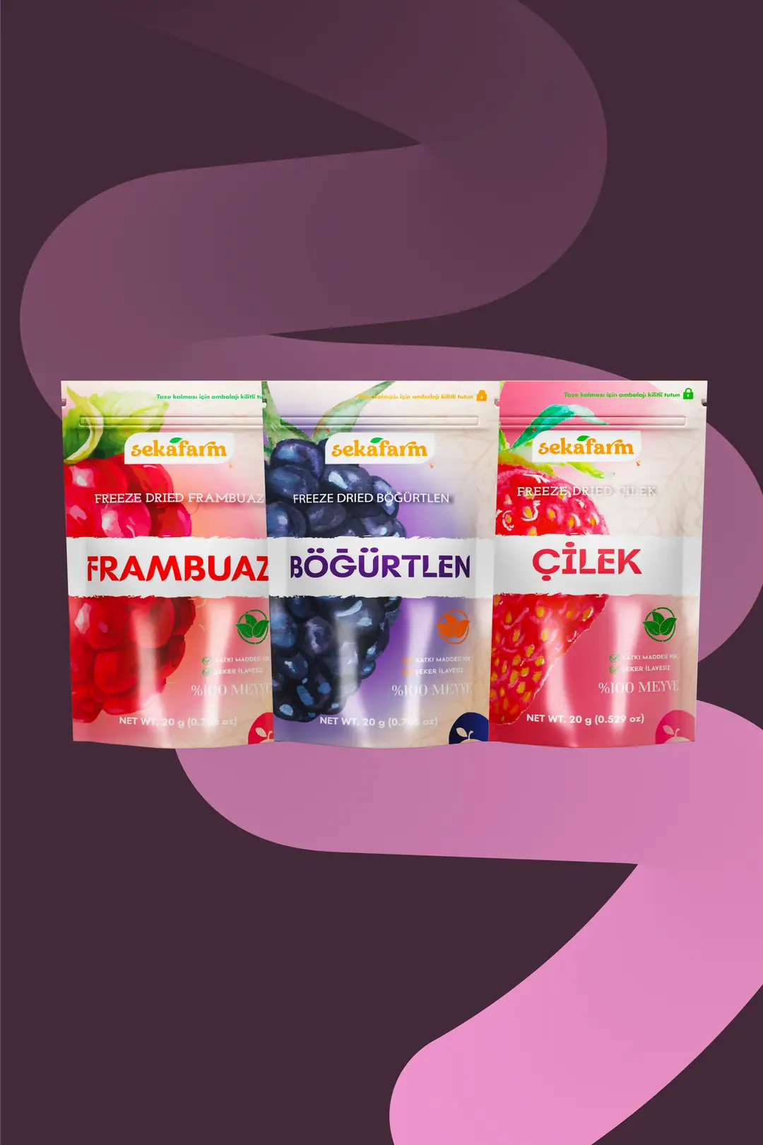 Dondurularak Kurutulmuş 3'lü Kırmızı Meyveler Paketi