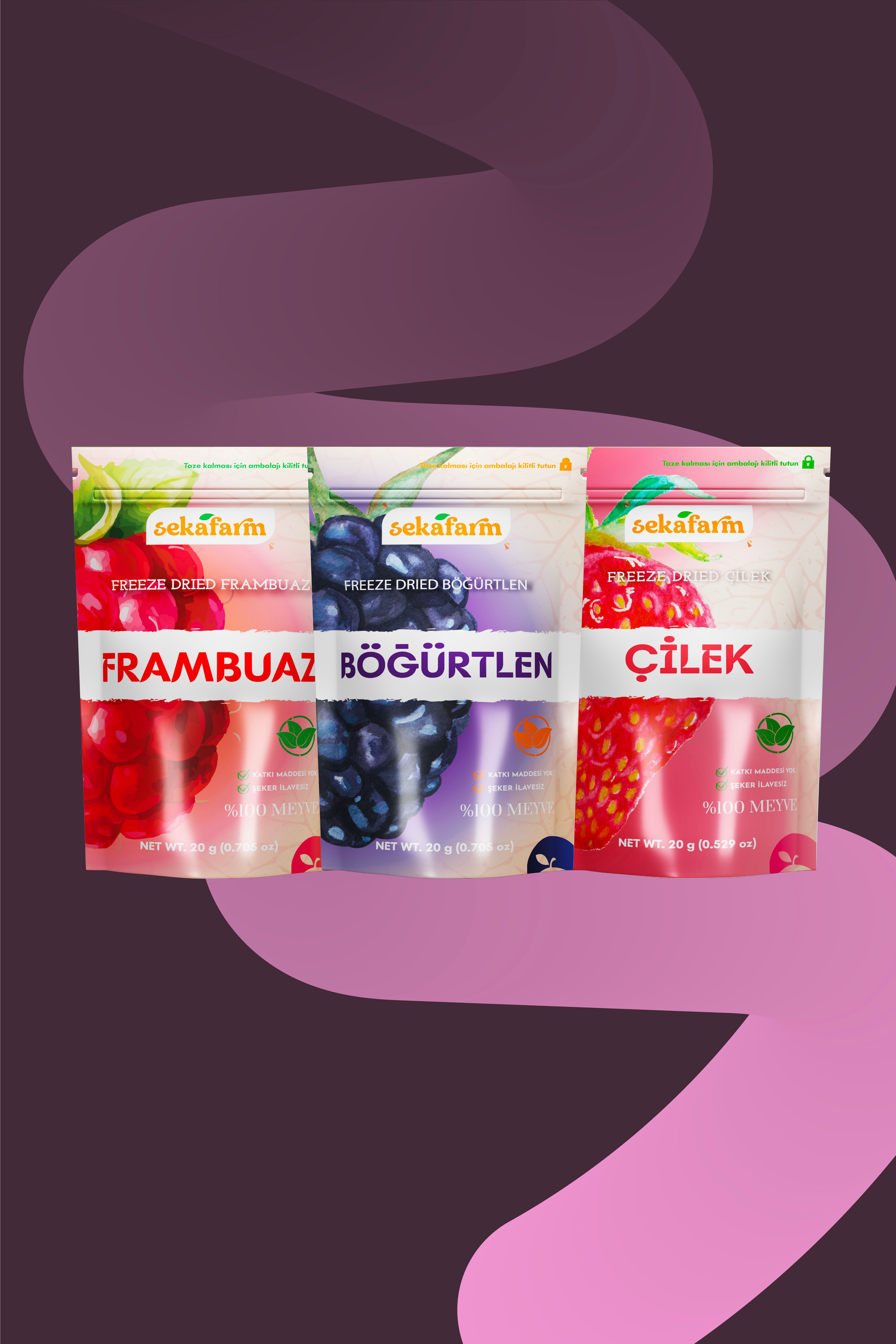 Dondurularak Kurutulmuş 3'lü Kırmızı Meyveler Paketi