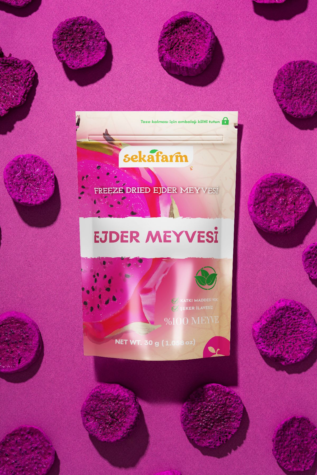Dondurularak Kurutulmuş Ejder Meyvesi 30 Gr