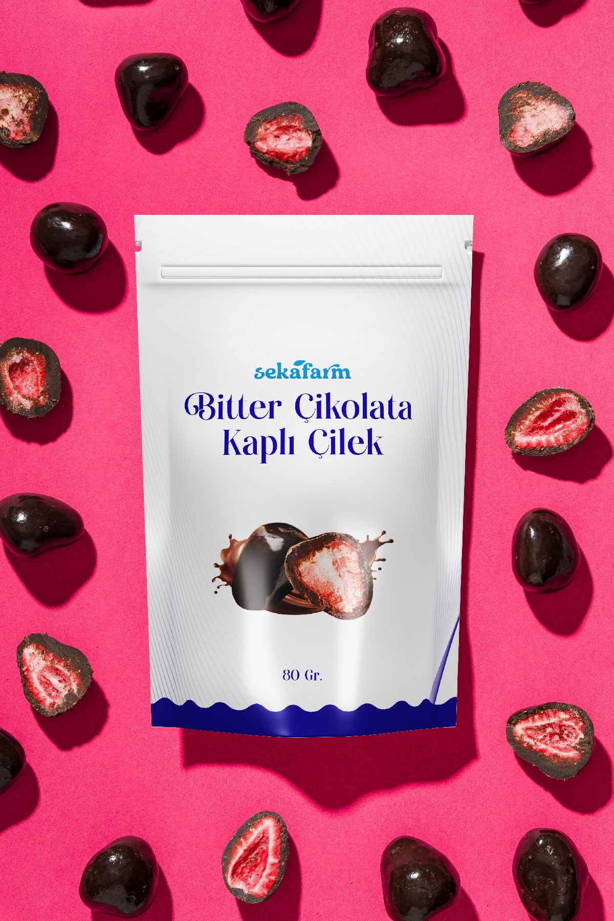 Bitter Çikolata Kaplı Çilek 80 Gr