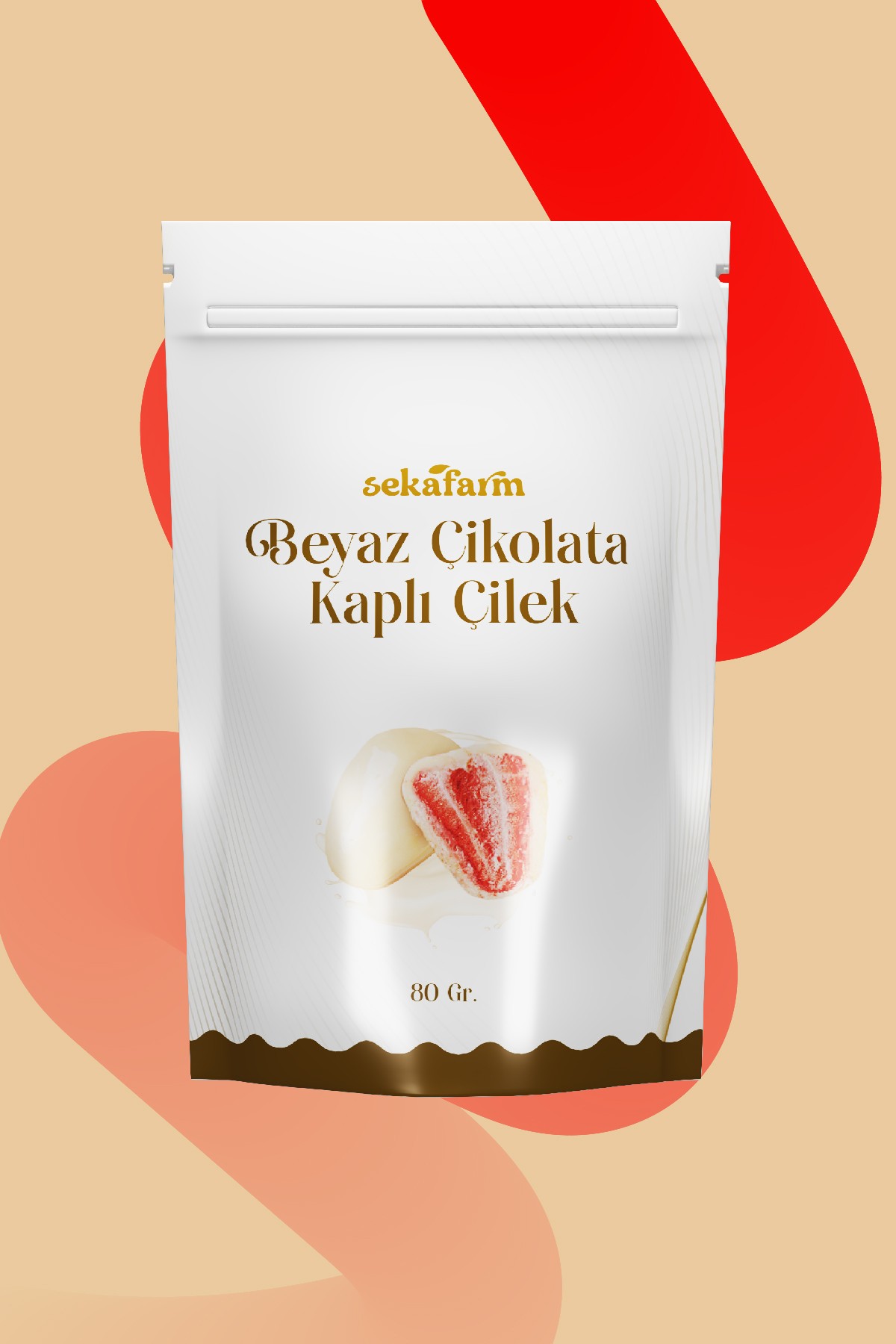 Beyaz Çikolata Kaplı Çilek 80 Gr