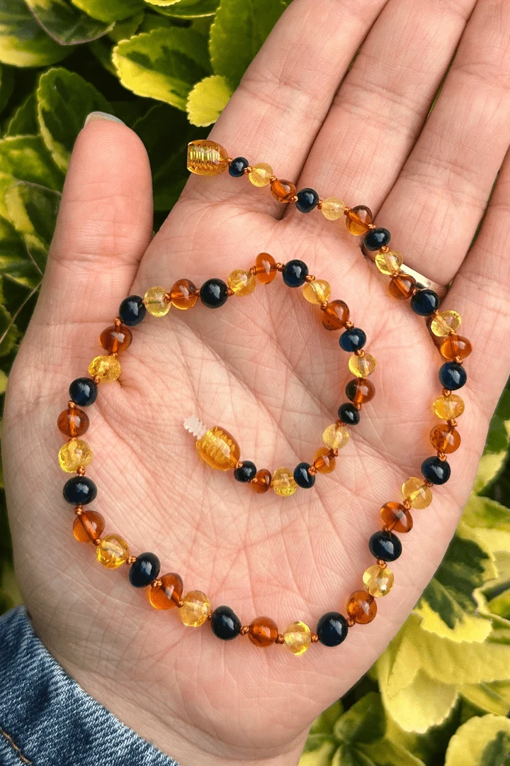 Kehribar Bebek Kolyesi Safir Multi Model