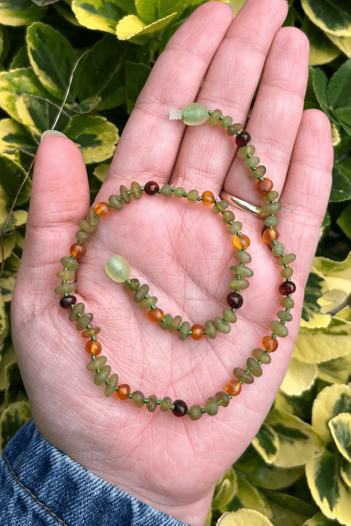 Kehribar Bebek Kolyesi Cips Karayip Model