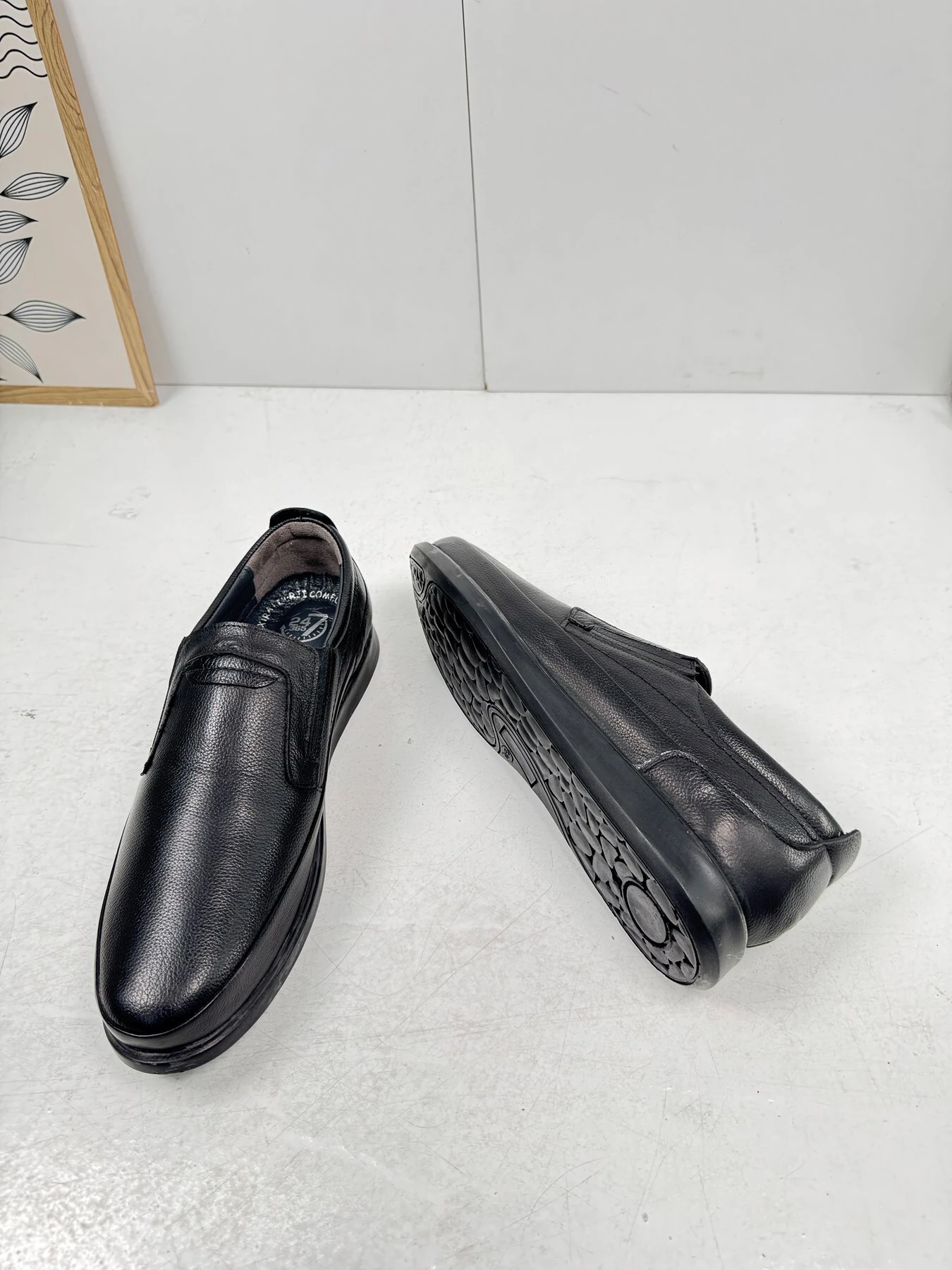 Günlük Siyah Erkek İçi Dışı Hakiki Deri Makosen Bağcıksız Kışlık Casual Ayakkabı 155