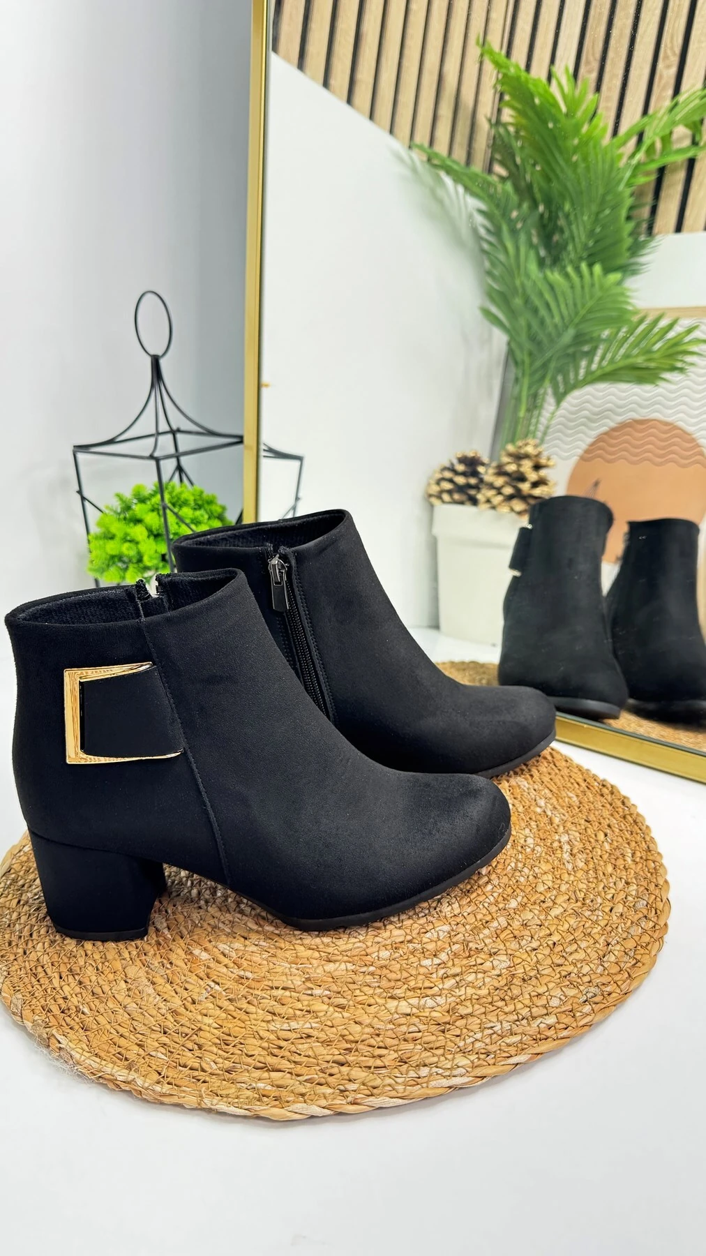 Günlük Kadın Bot Tokalı Fermuarlı Kalın Yüksek Topuklu Hafif Rahat 4698 02