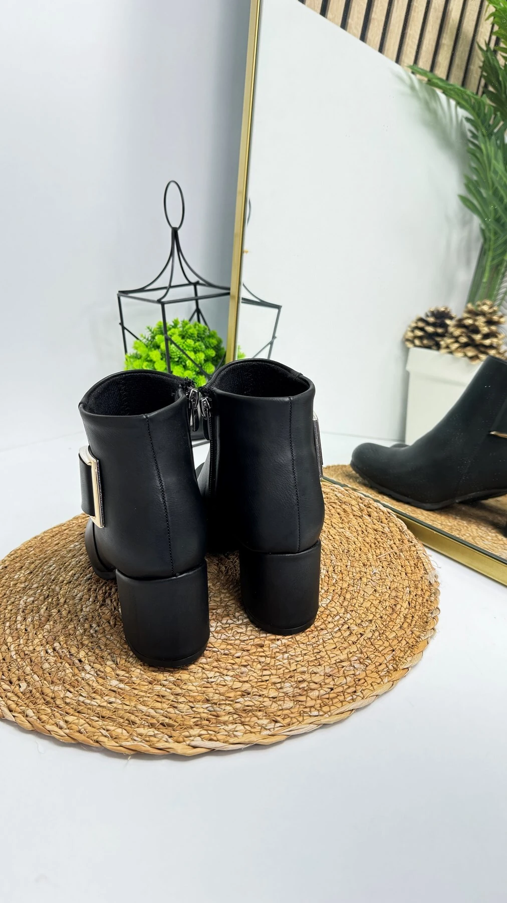 Günlük Kadın Bot Tokalı Fermuarlı Kalın Yüksek Topuklu Hafif Rahat 4698 02