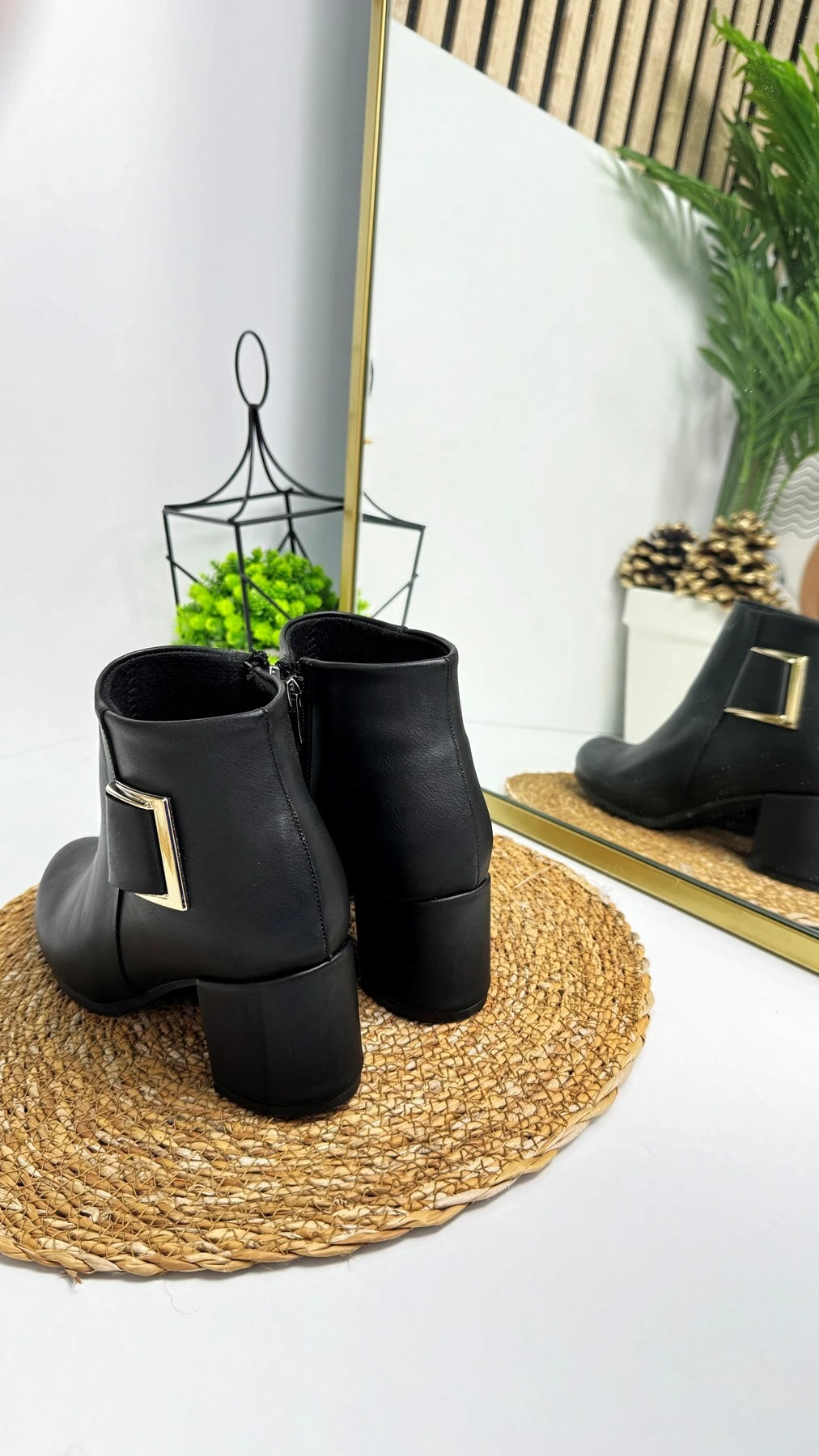 Günlük Kadın Bot Tokalı Fermuarlı Kalın Yüksek Topuklu Hafif Rahat 4698 02