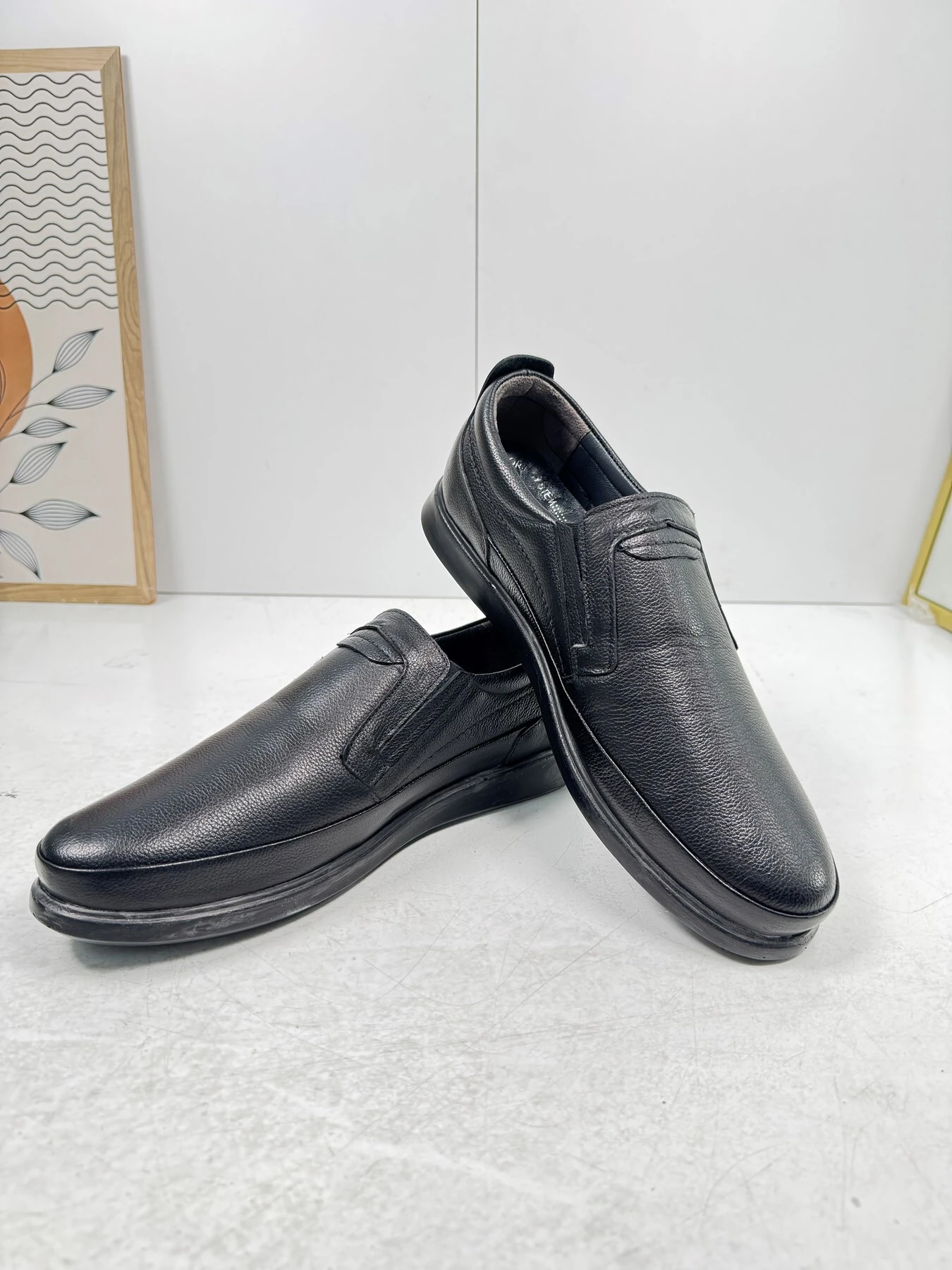 Günlük Siyah Erkek İçi Dışı Hakiki Deri Makosen Bağcıksız Kışlık Casual Ayakkabı 155