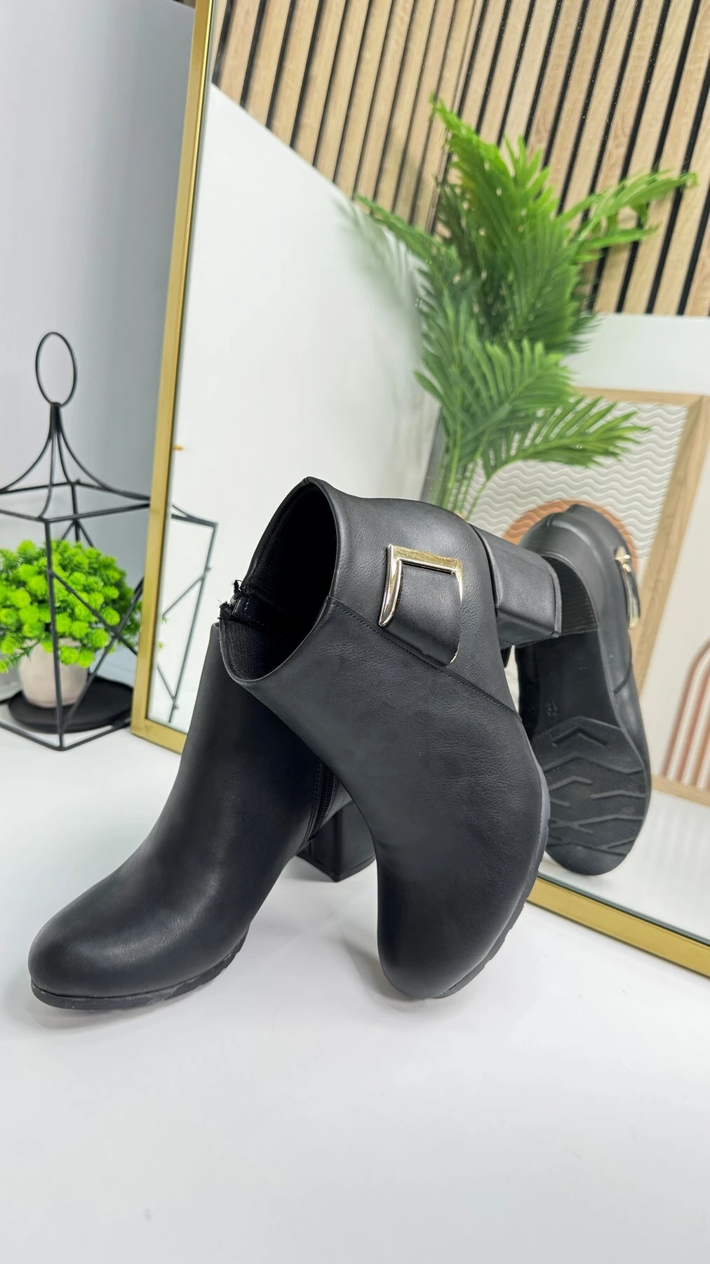 Günlük Kadın Bot Tokalı Fermuarlı Kalın Yüksek Topuklu Hafif Rahat 4698 02