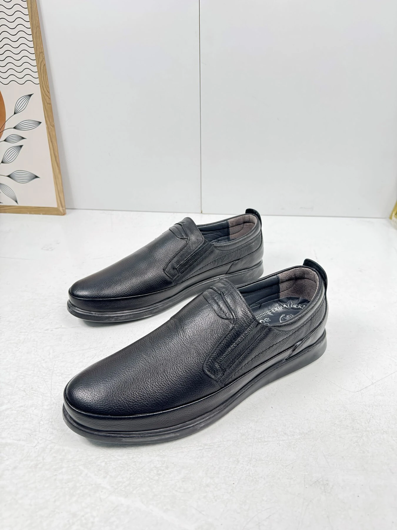 Günlük Siyah Erkek İçi Dışı Hakiki Deri Makosen Bağcıksız Kışlık Casual Ayakkabı 155