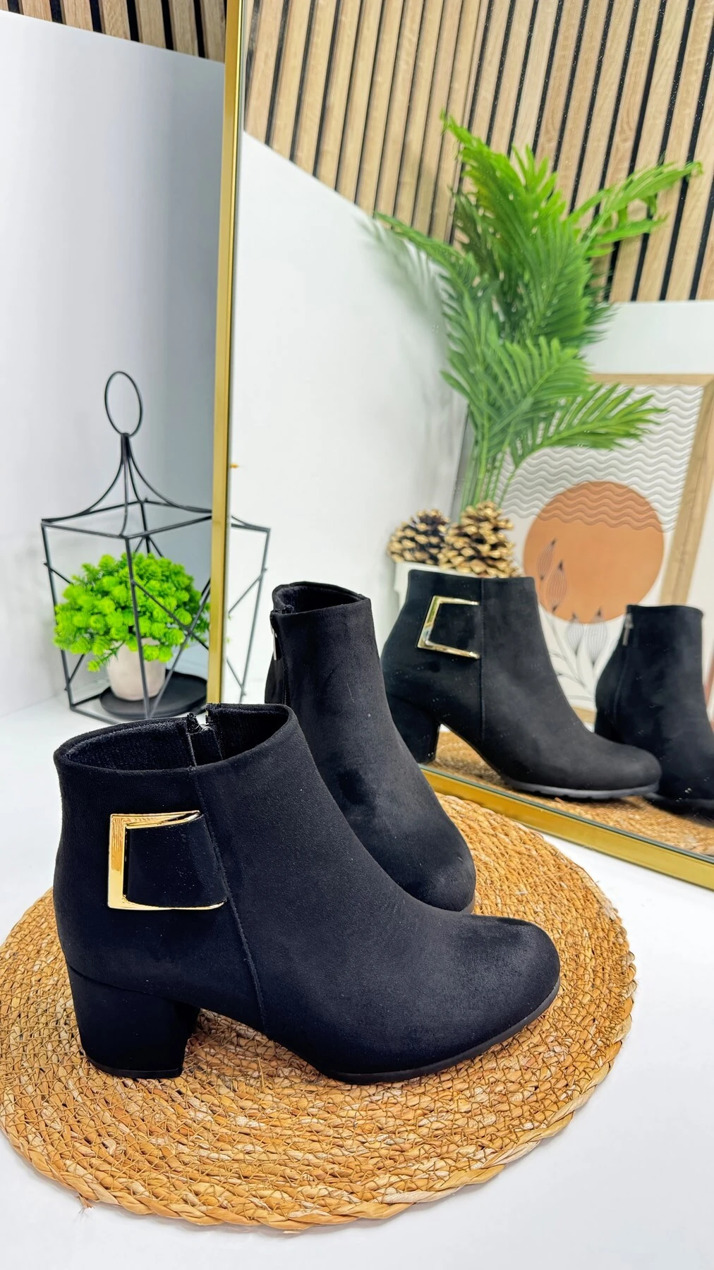 Günlük Kadın Bot Tokalı Fermuarlı Kalın Yüksek Topuklu Hafif Rahat 4698 02