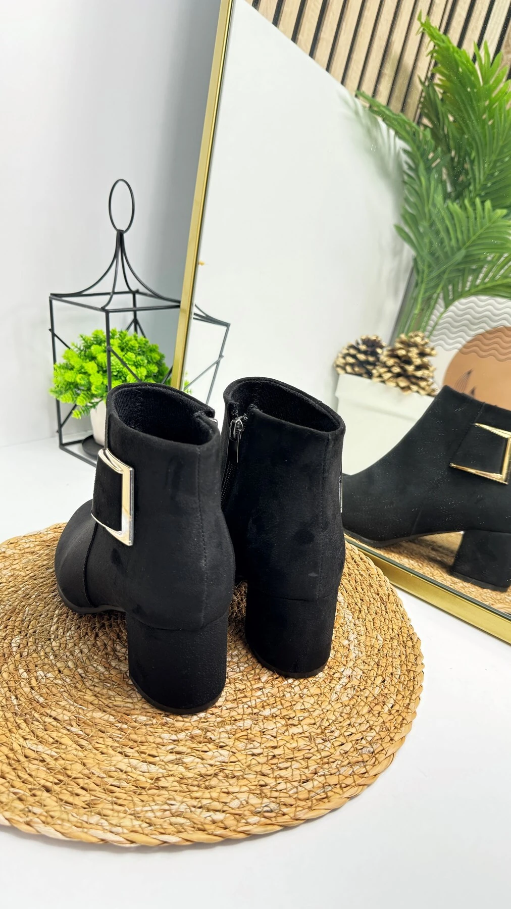 Günlük Kadın Bot Tokalı Fermuarlı Kalın Yüksek Topuklu Hafif Rahat 4698 02