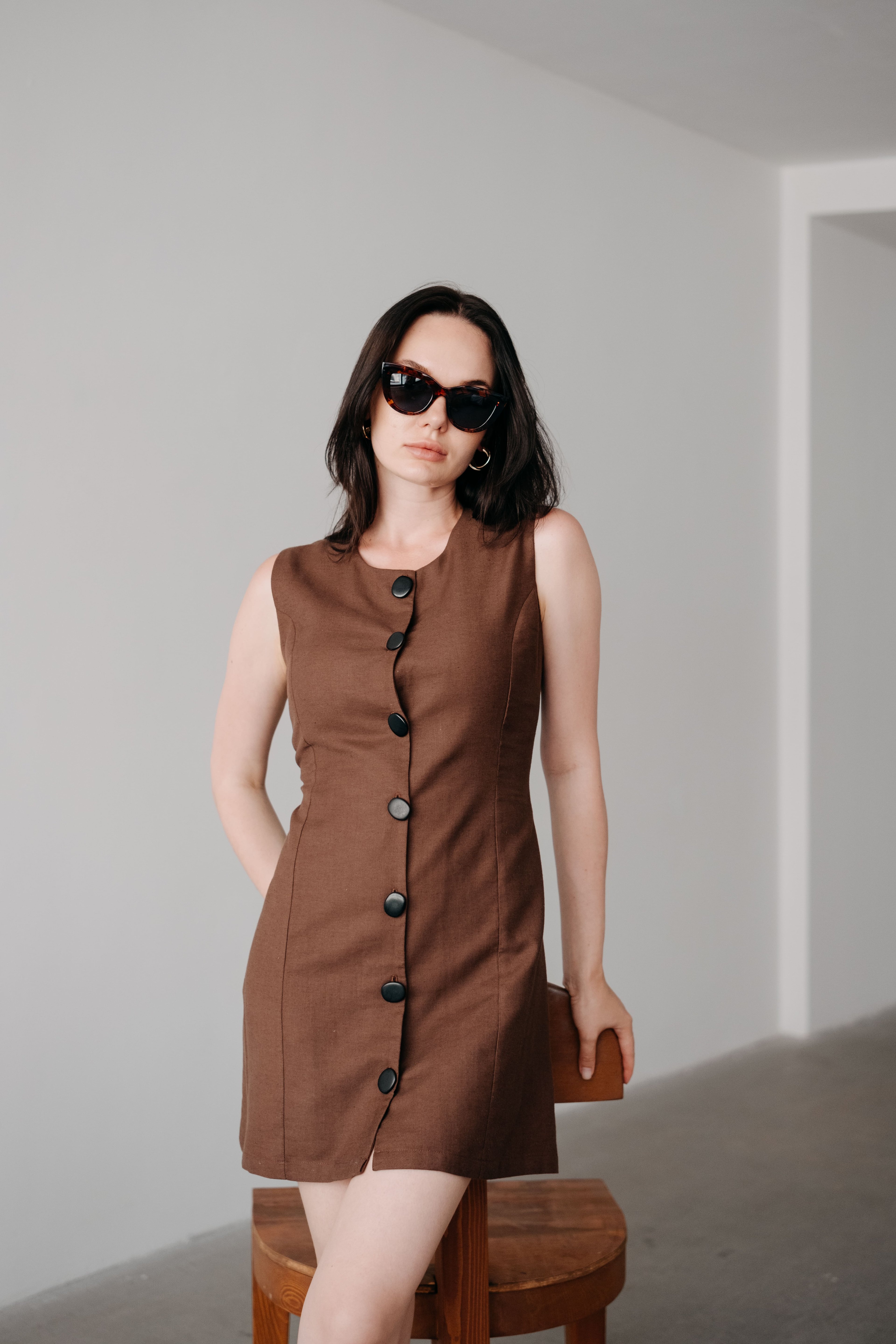 Chloe Coffee Yelek Elbise