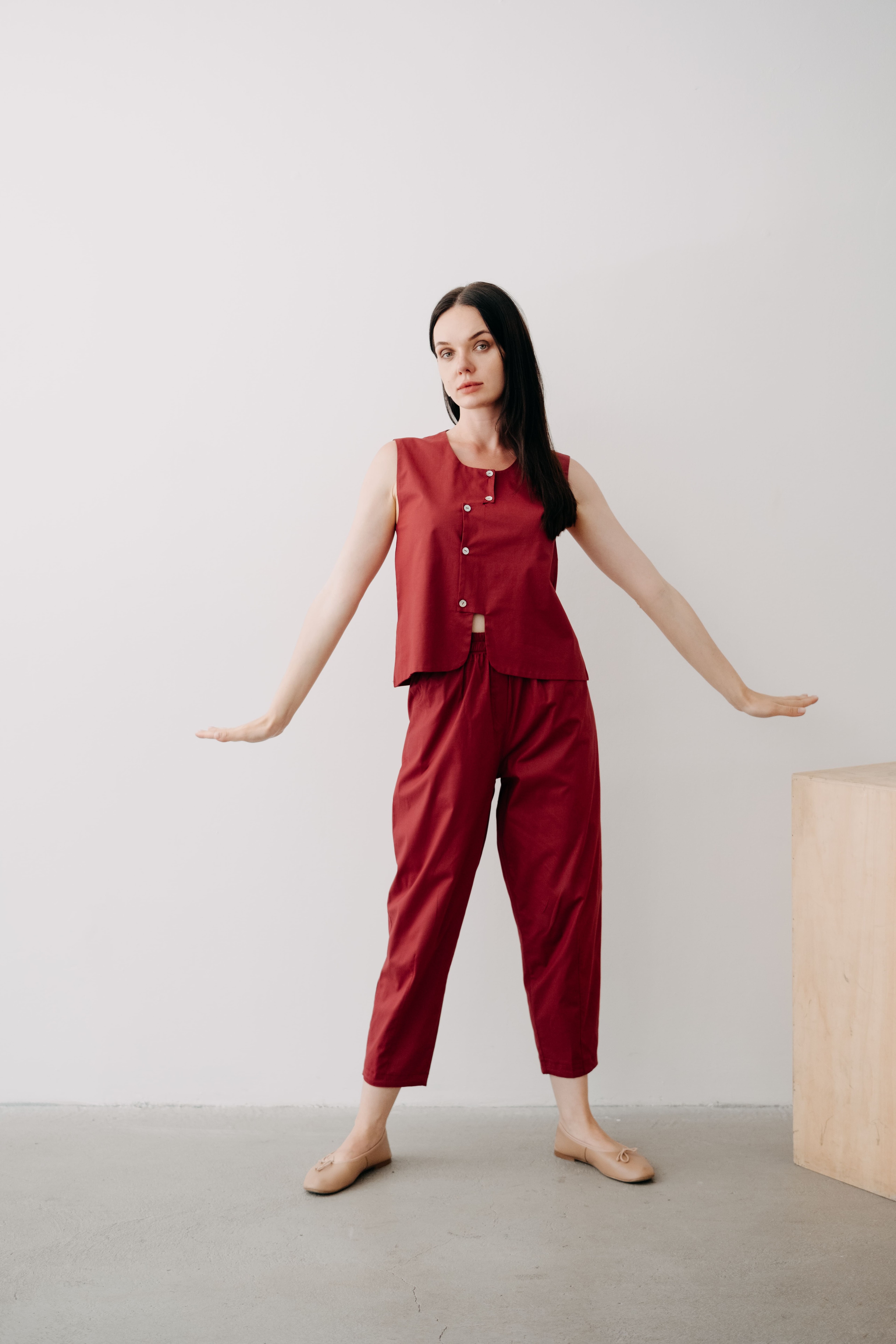 Brookly Blouse + Cozy Pants Sour Cherry 