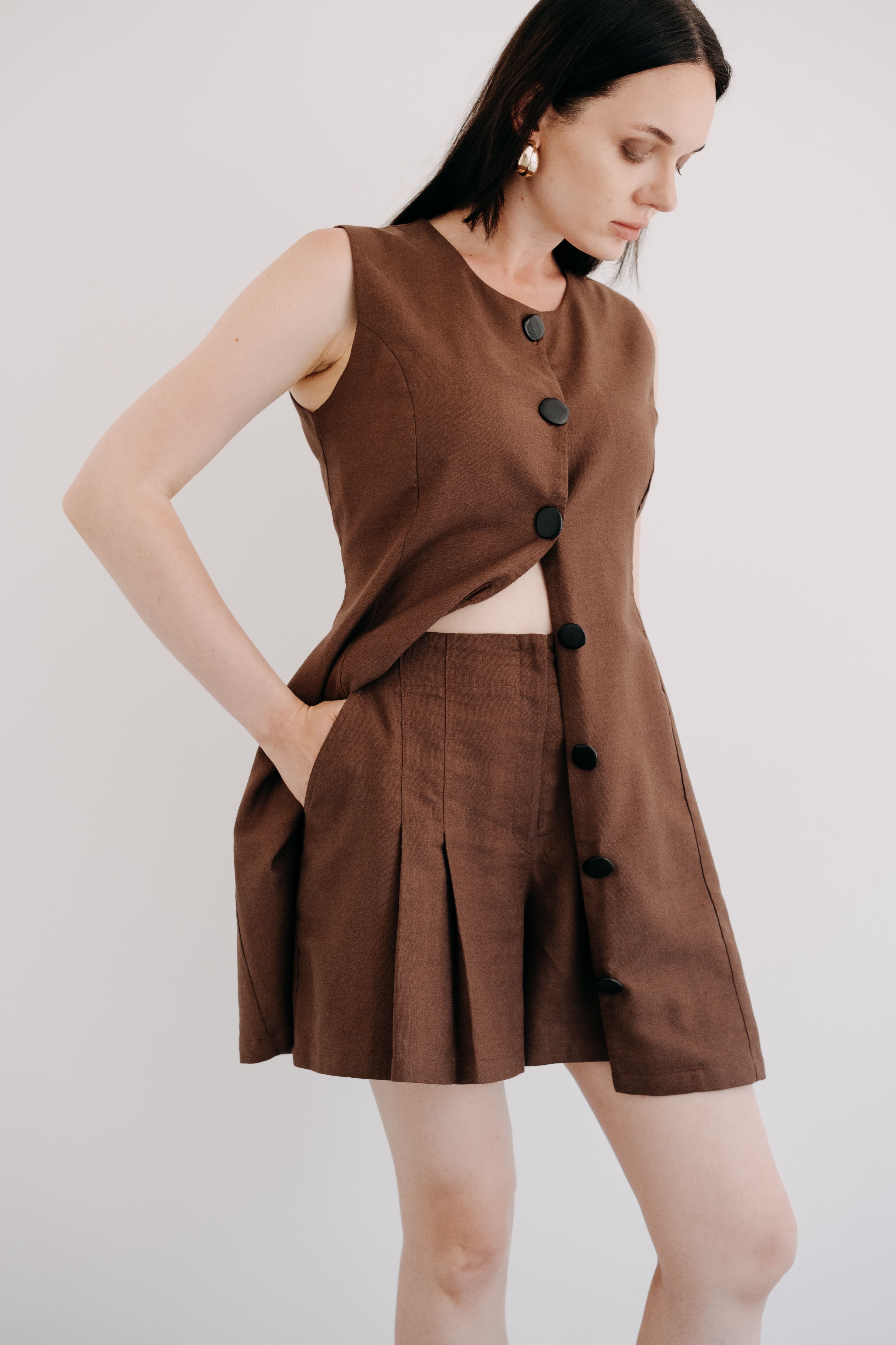 Chloe Coffee Yelek Elbise