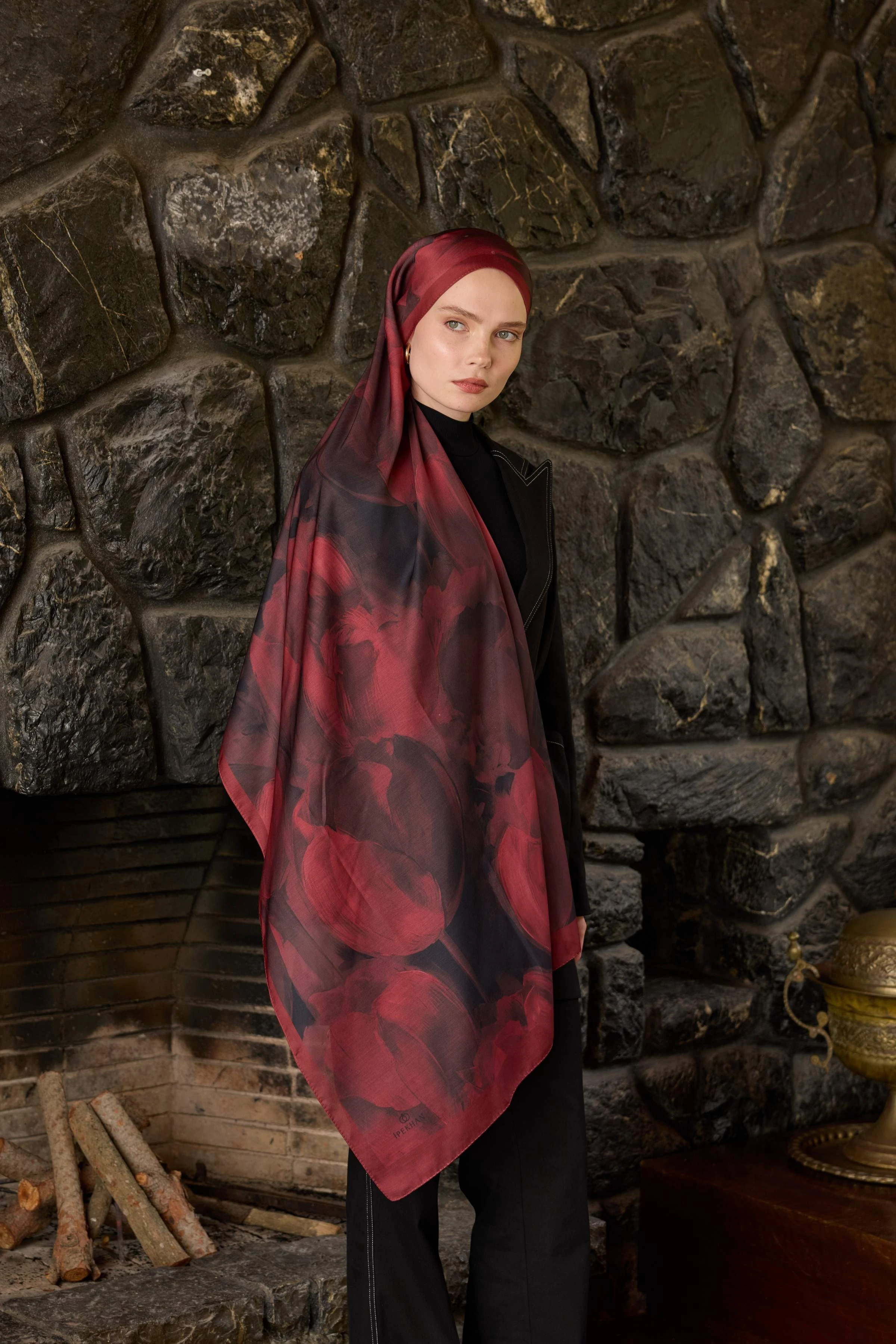 Winter Bloom Soft Şal 3067-10096 - Bordo