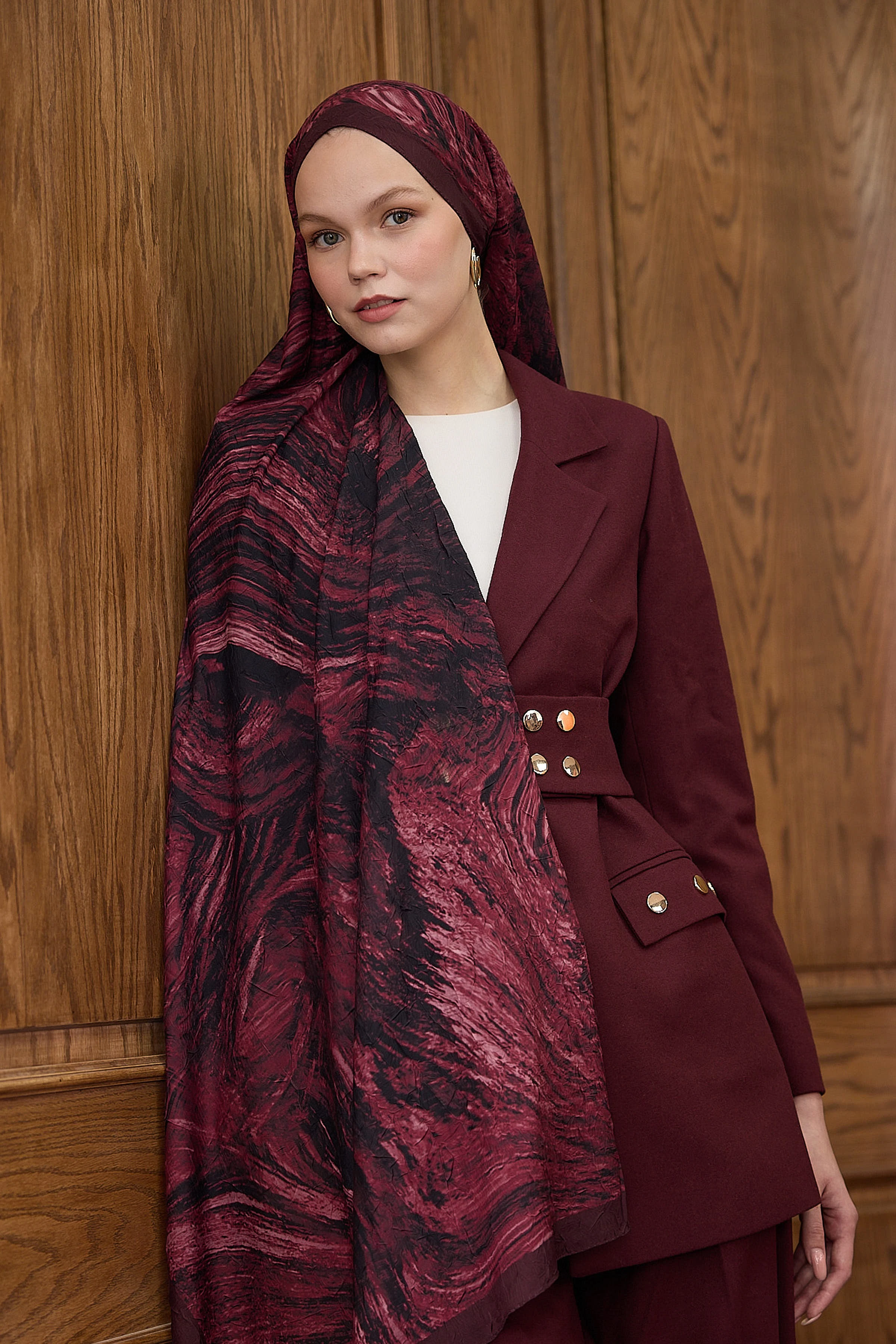 Bambu Kraş Şal 7015 - Bordo