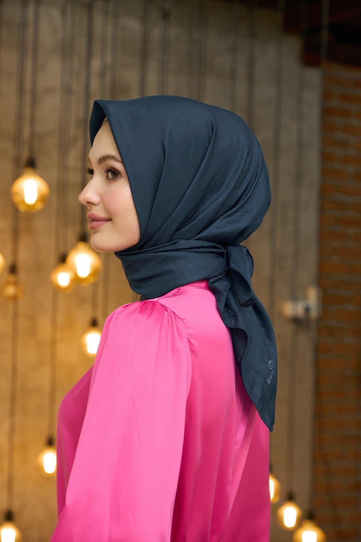 Düz Desen Vual Eşarp Koyu Gri Vual İpek Eşarp - 10100-30