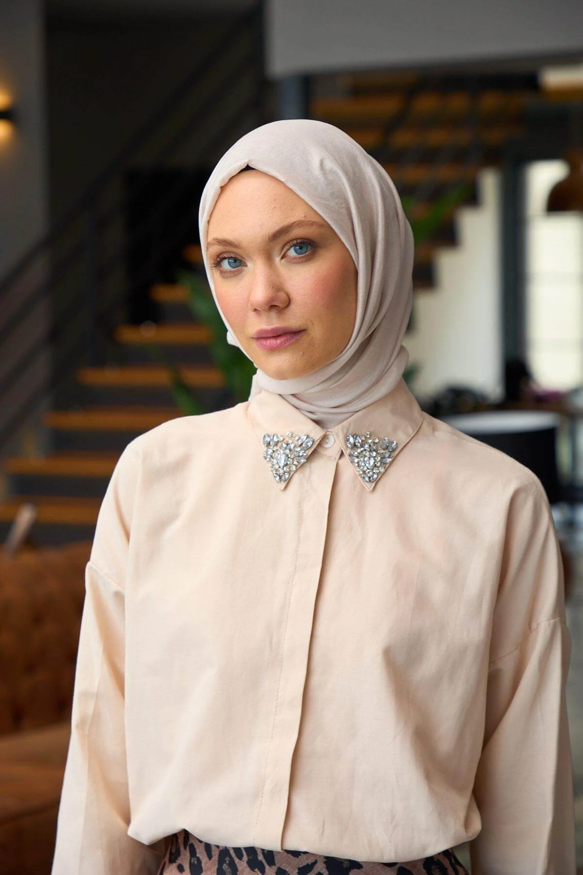 Düz Desen Vual Şal Toz Pembe Vual İpek Şal - 9800-33