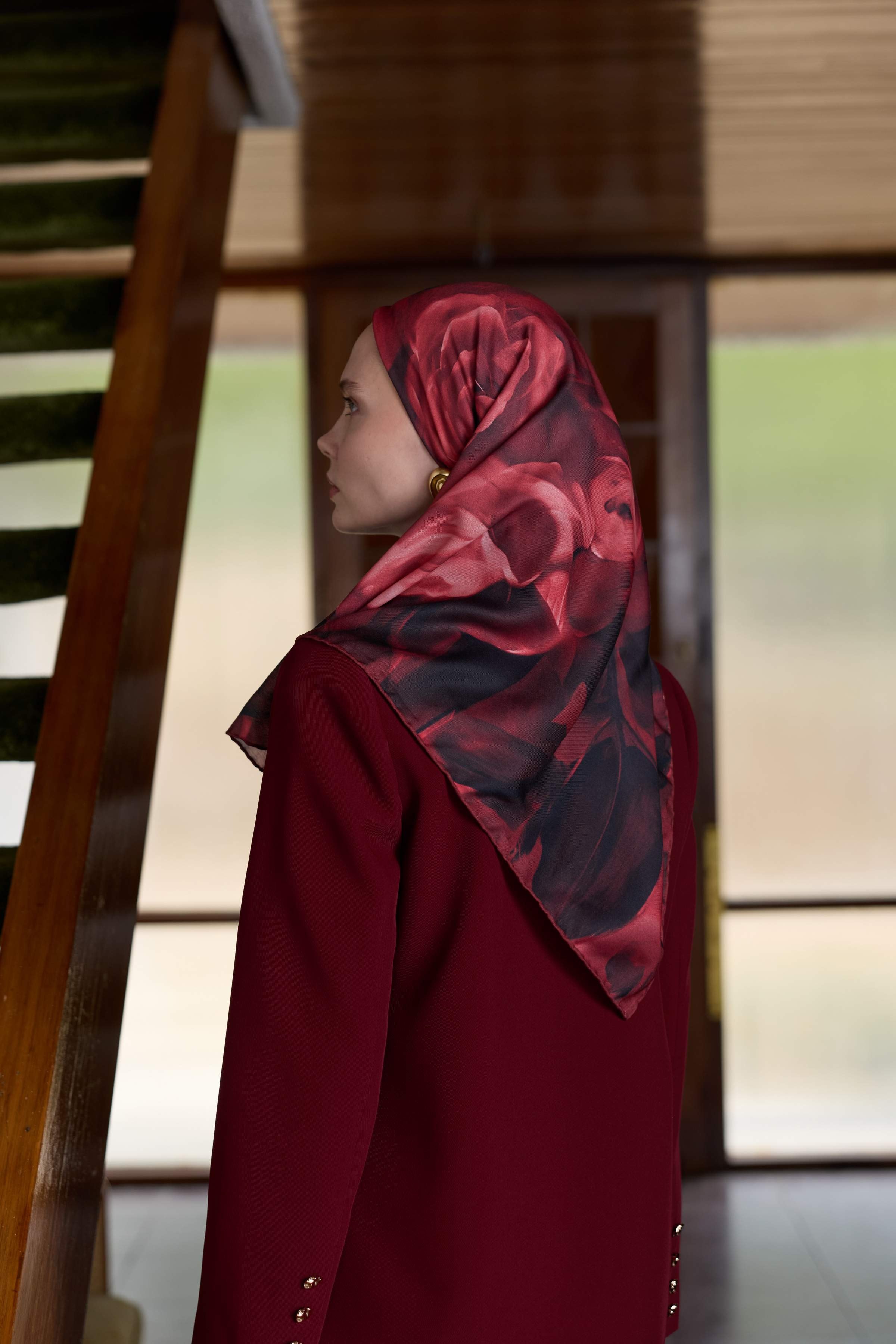 Winter Bloom Soft Eşarp 1239 - Bordo