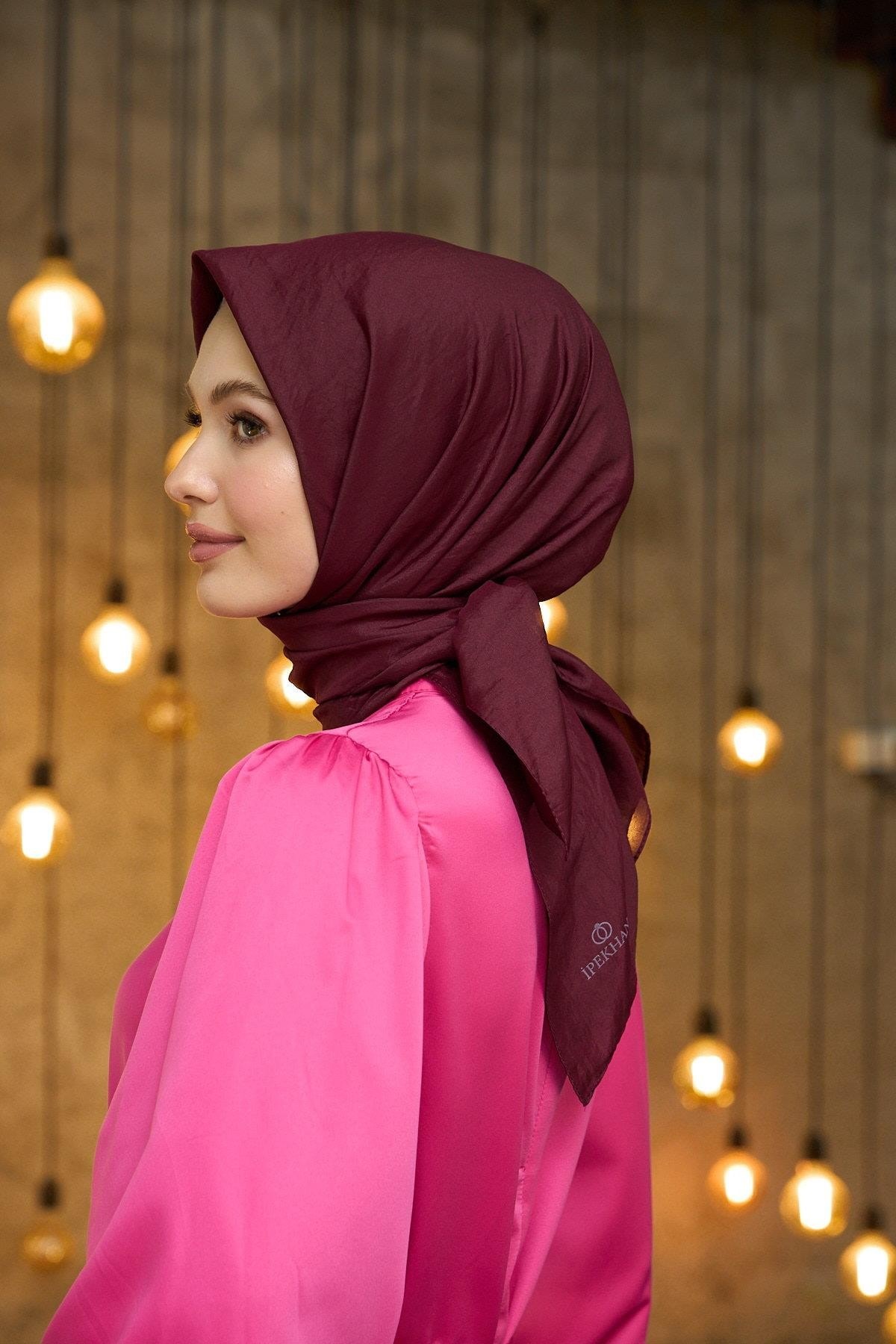 Düz Desen Vual Eşarp Bordo Vual İpek Eşarp - 10100-28