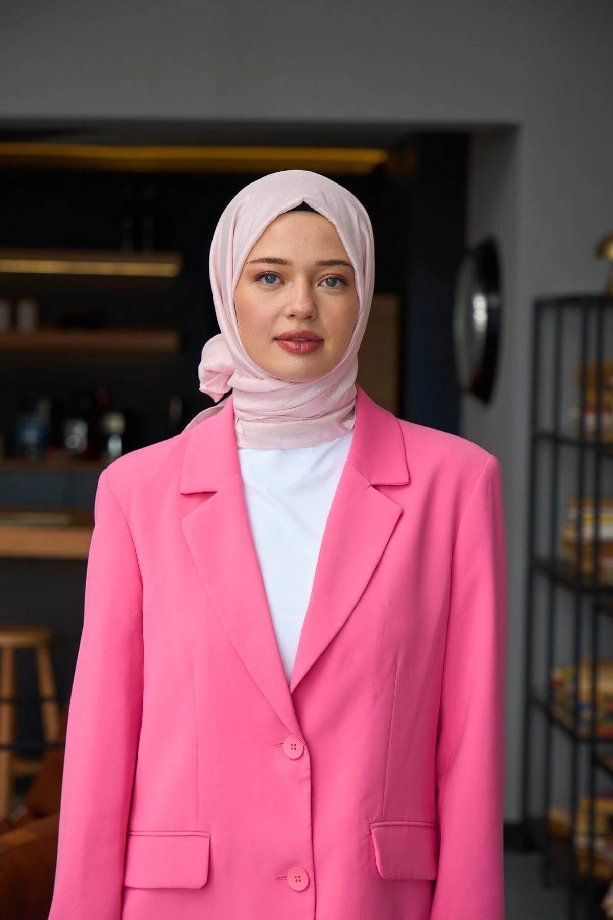 Düz Desen Vual Şal Pudra Vual İpek Şal - 9800-21