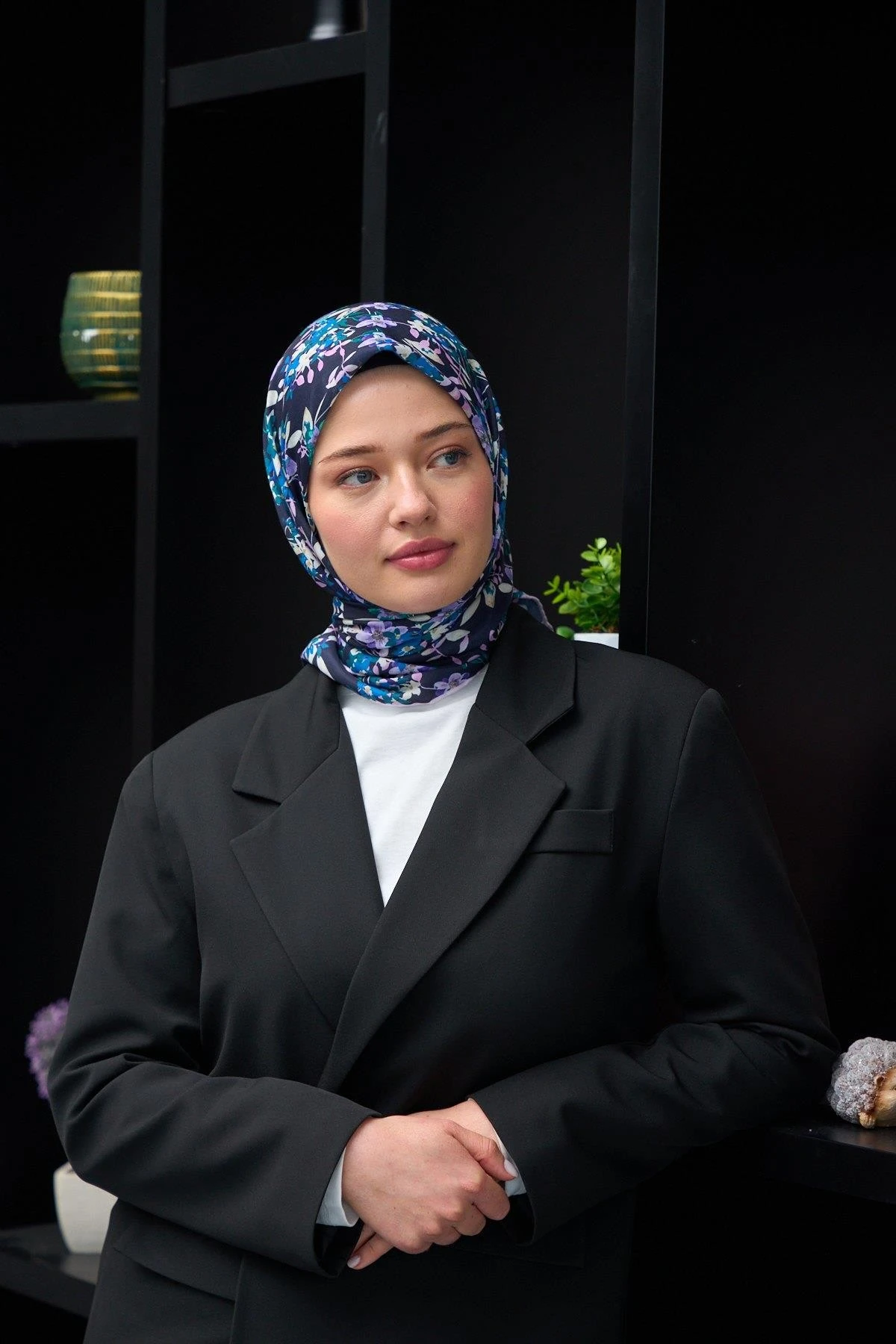 Harmony Collection Soft Eşarp Lacivert Pembe 1177-15