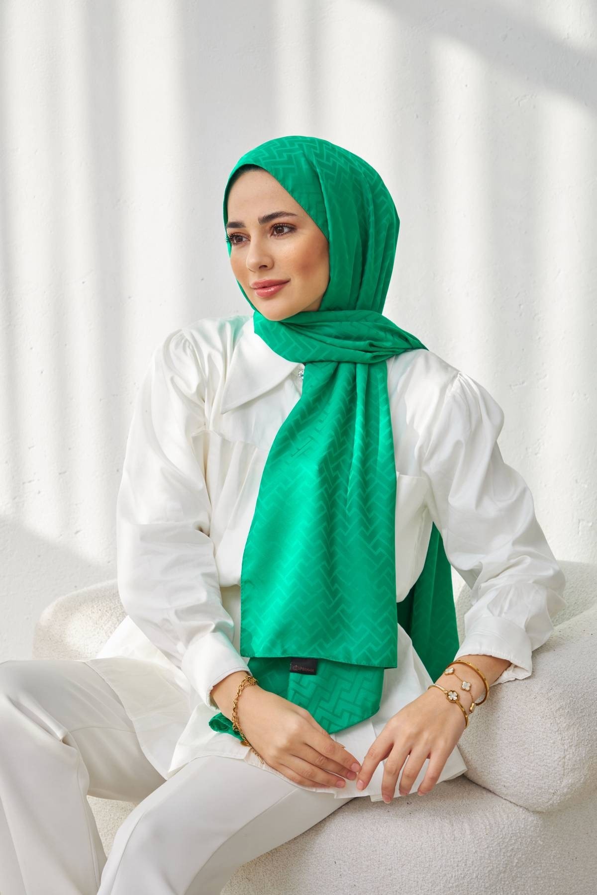 Lego Desen İpeksi Jakar Şal Benetton Yeşil 9004-03