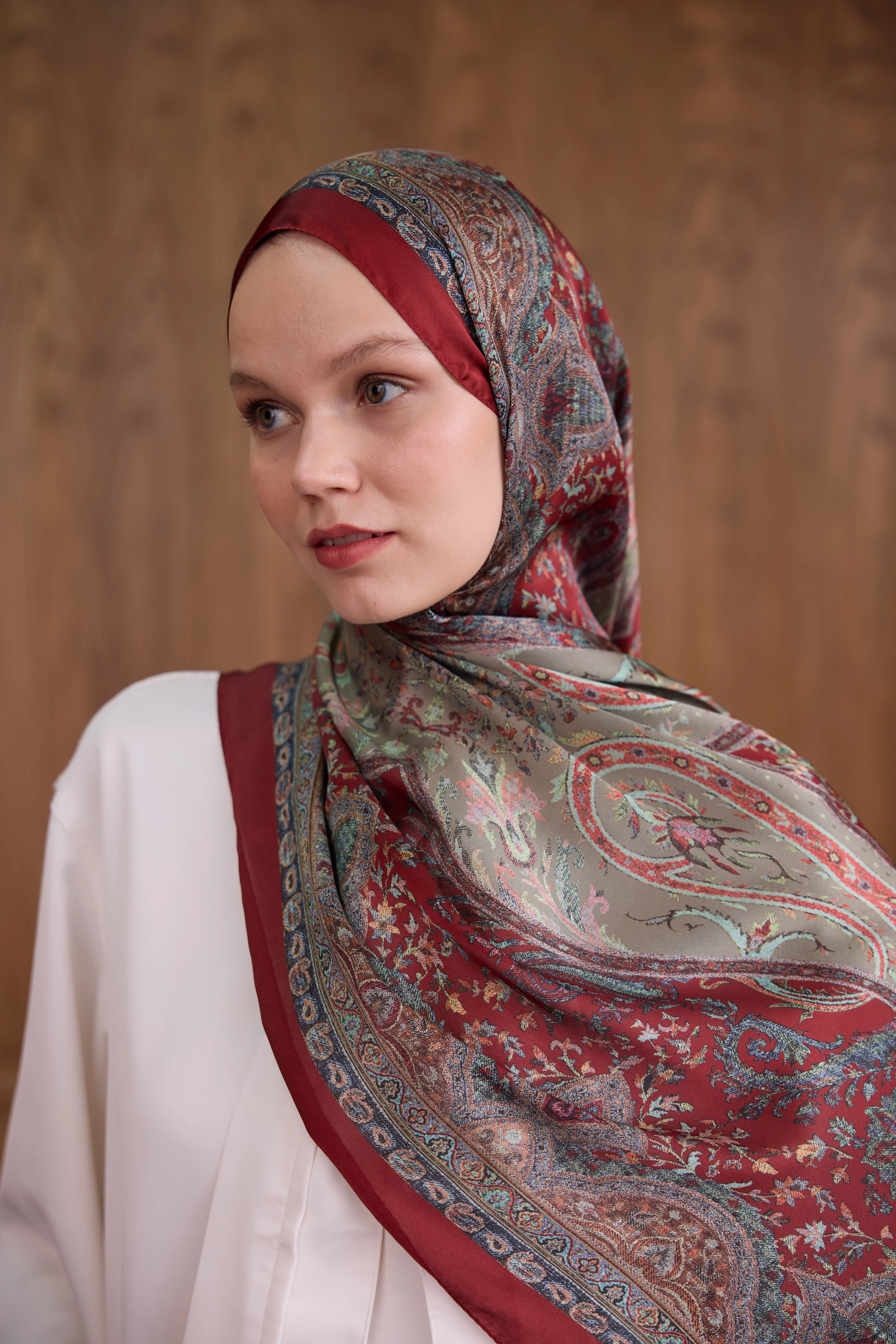 Bordo Hint Vual Şal - 5002-02