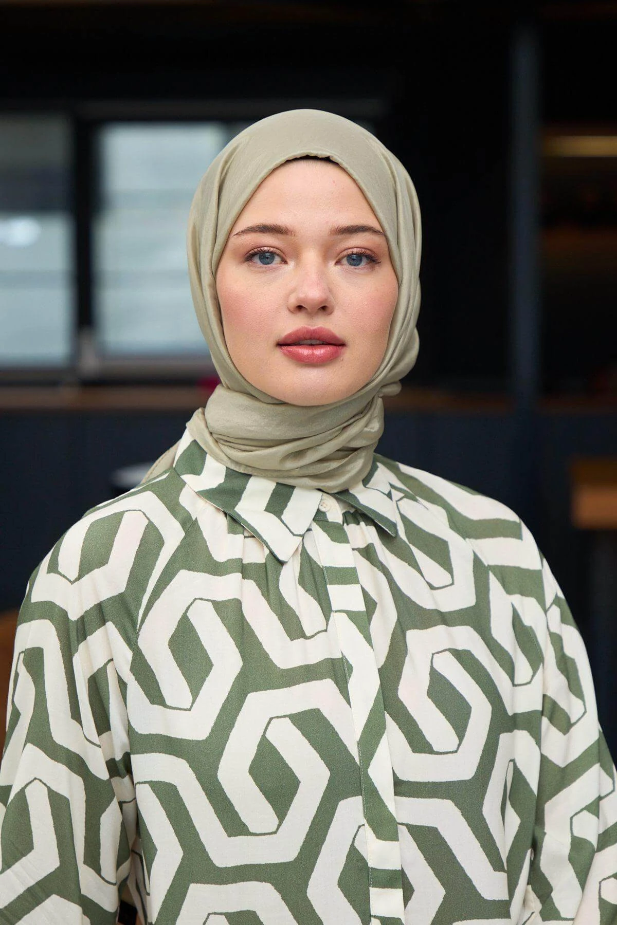 Düz Desen Vual Şal Çağla Yeşil Vual İpek Şal - 9800-04