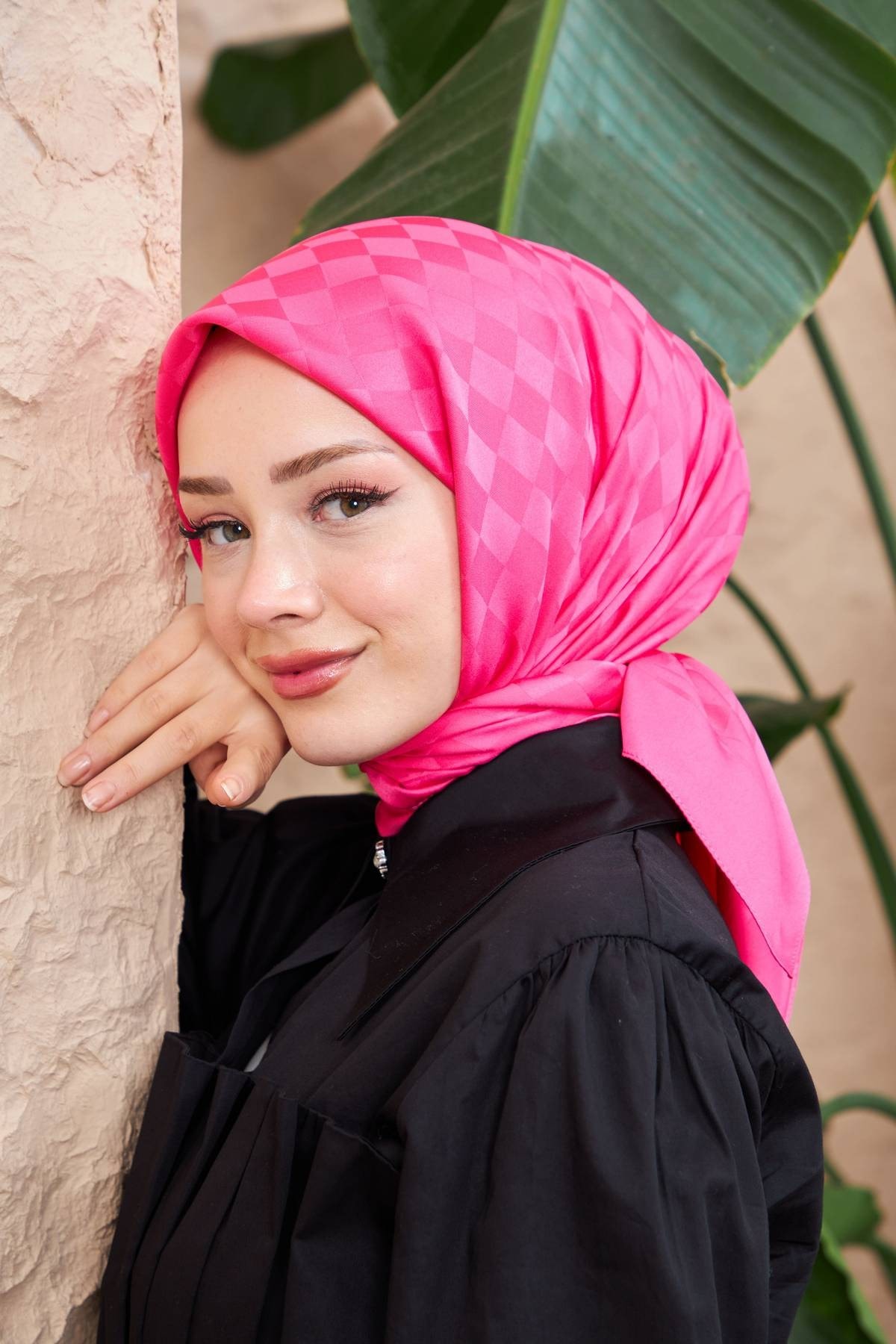 Dama Jakarlı Eşarp Fuşya 9900-09