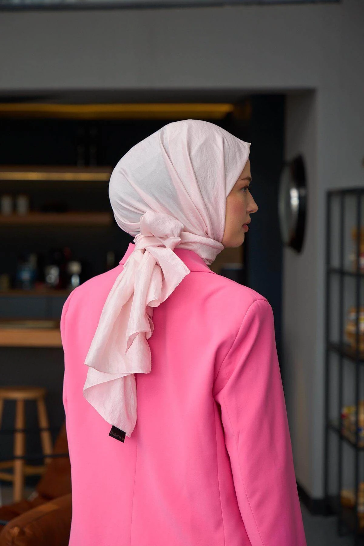 Düz Desen Vual Şal Pudra Vual İpek Şal - 9800-21